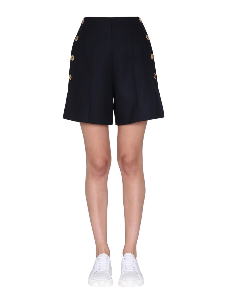 Shop Patou High Waisted Shorts In Blue