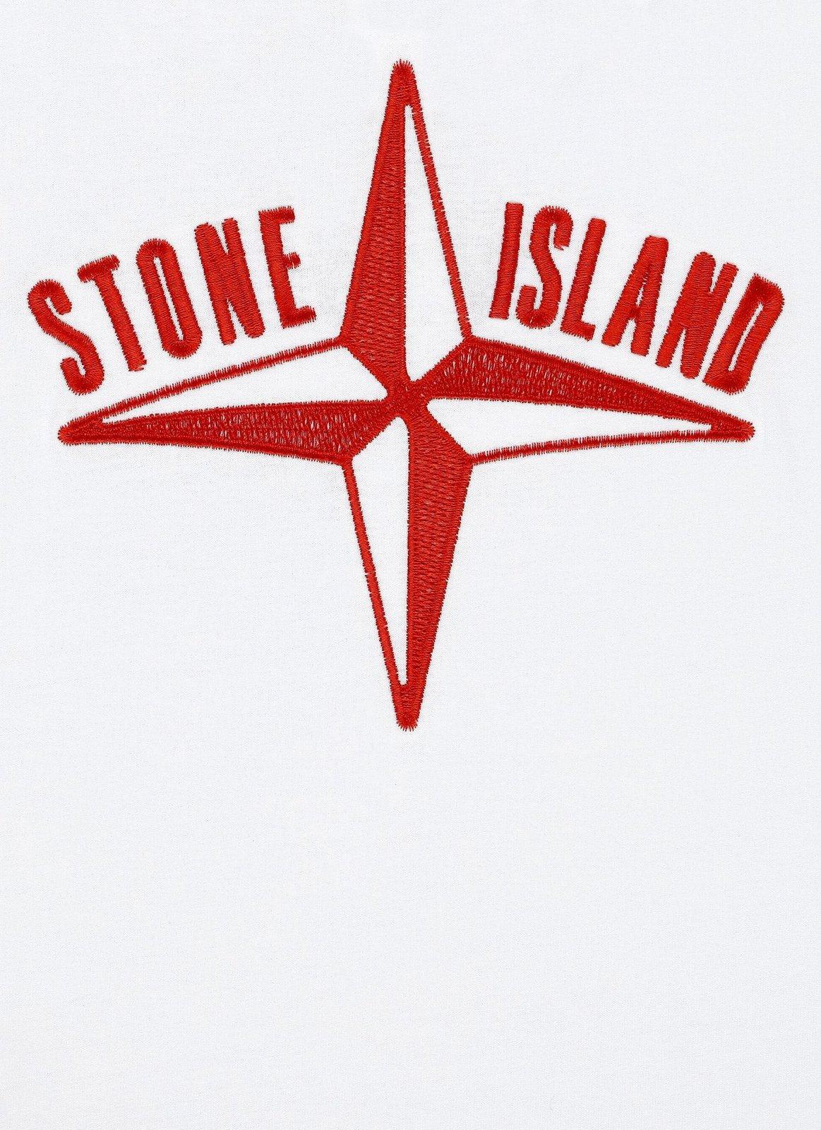 Stone Island Logo-embroidered Crewneck T-shirt In Bianco