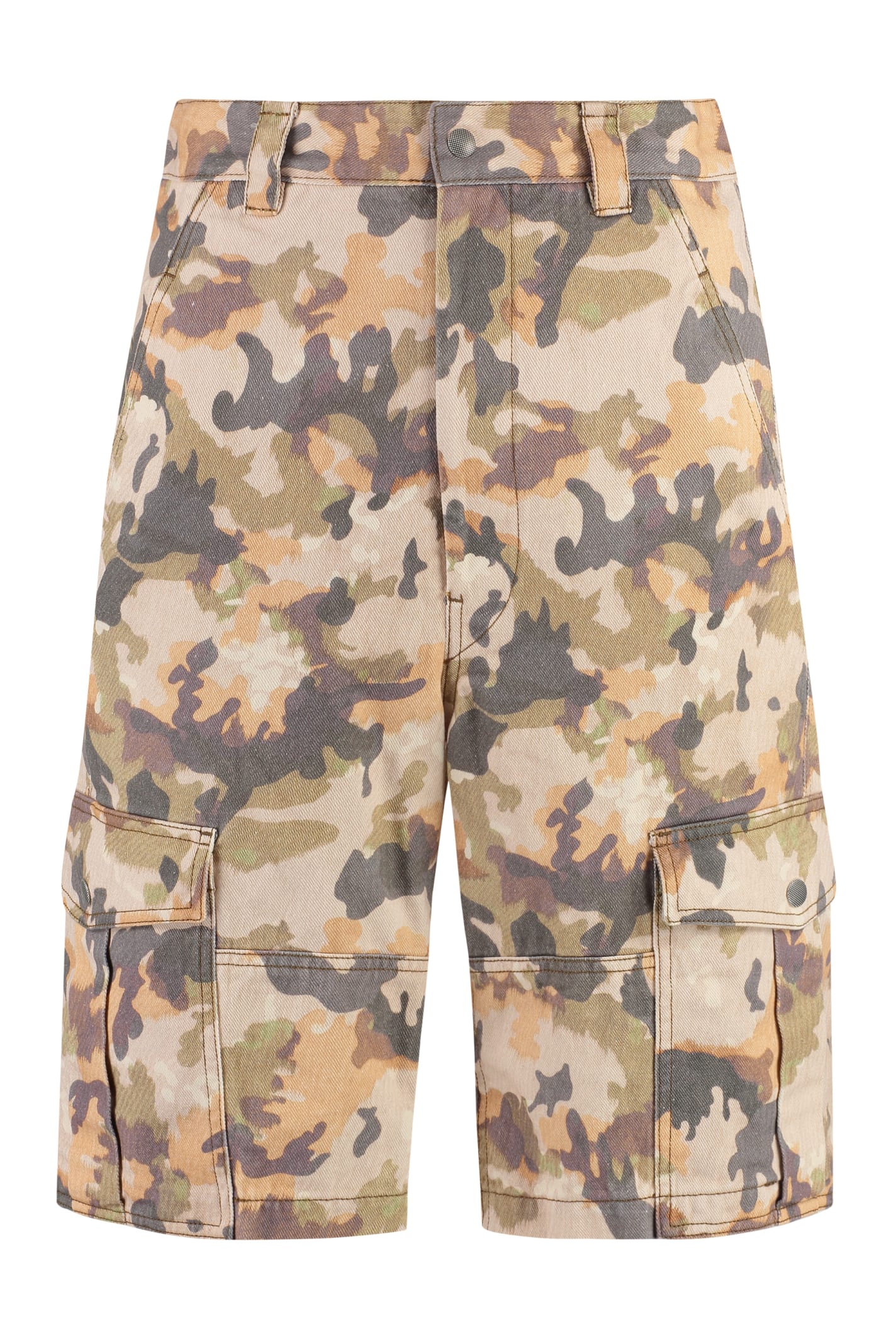 Shop Isabel Marant Enory Cotton Cargo-shorts In Multicolor