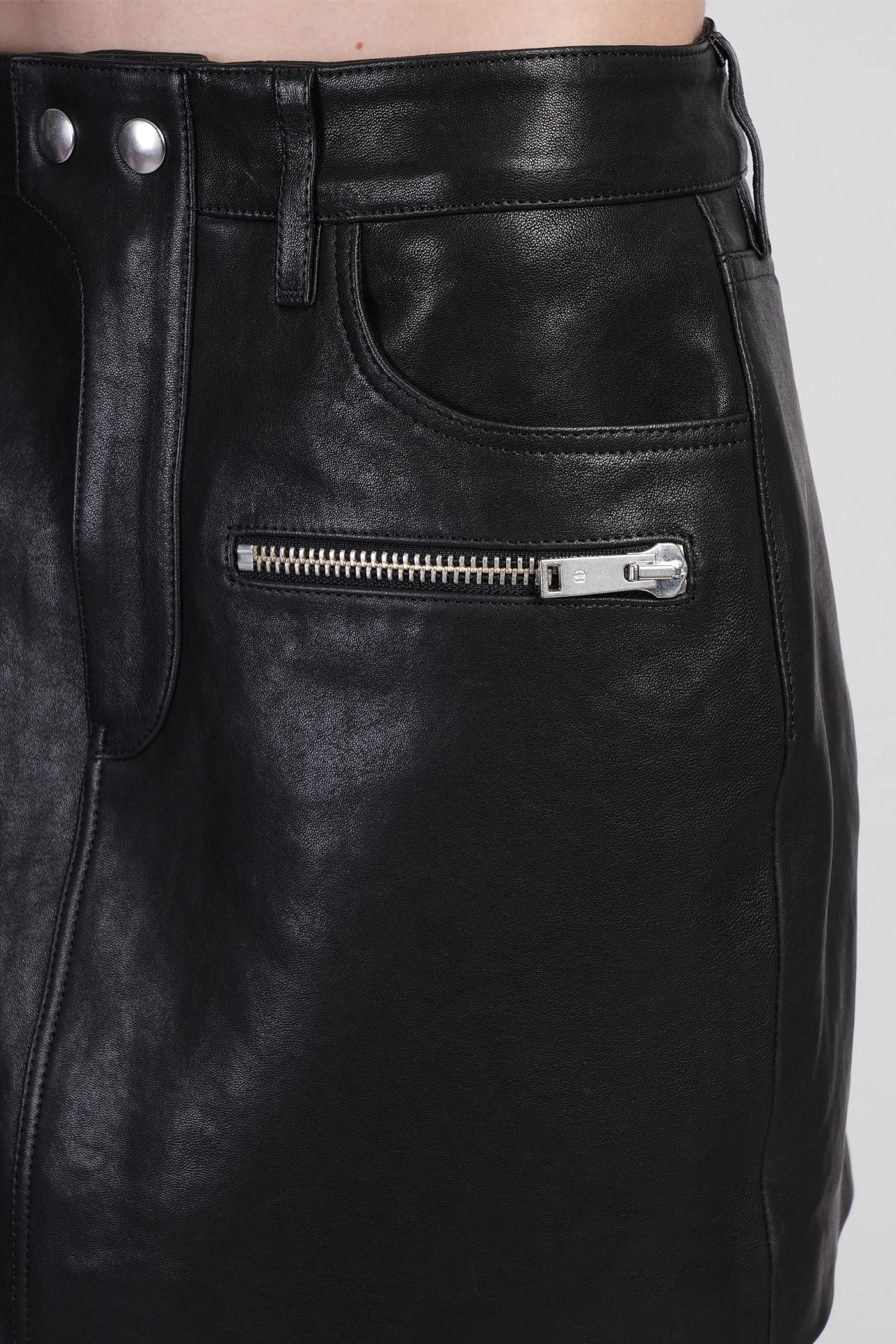ANINE BING STEEL SKIRT IN BLACK LEATHER