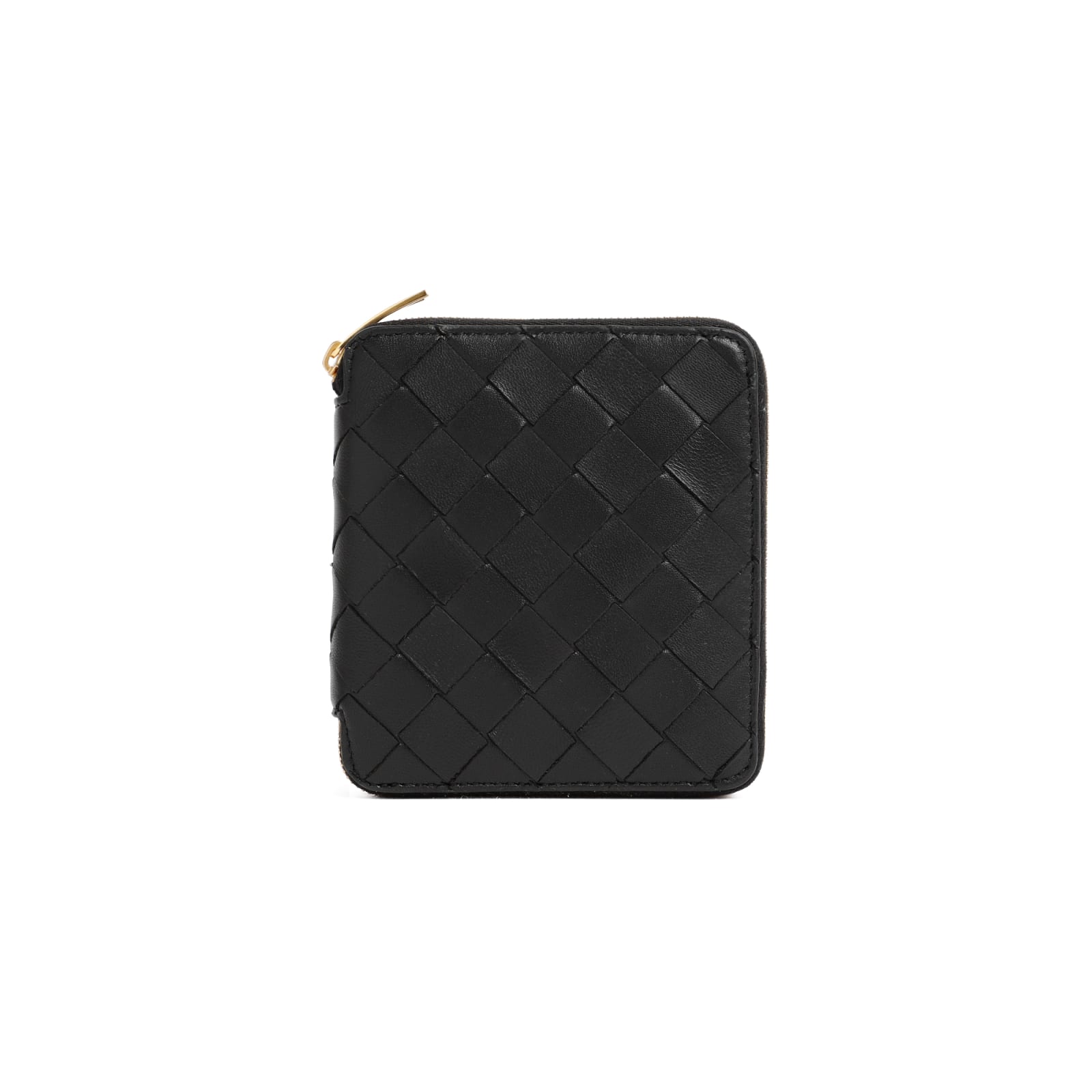 Shop Bottega Veneta Leather Wallet In Black Gold