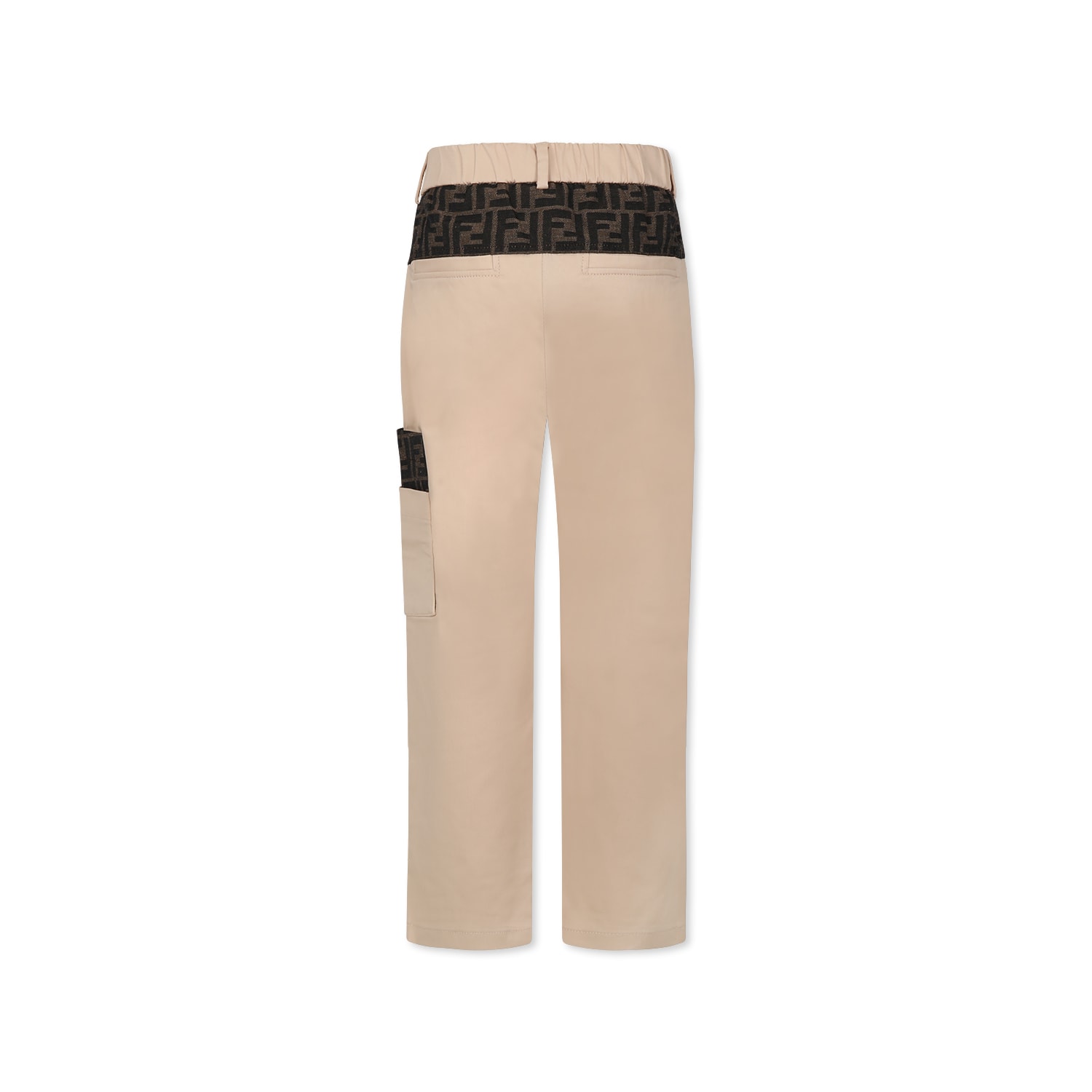 Fendi Beige Trousers For Boy With Ff In Beige