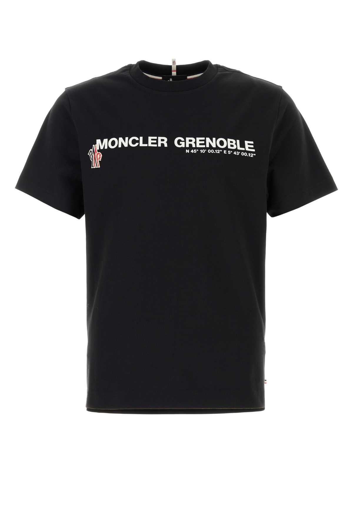 Moncler Grenoble Midnight Blue Stretch Cotton T-shirt In Black