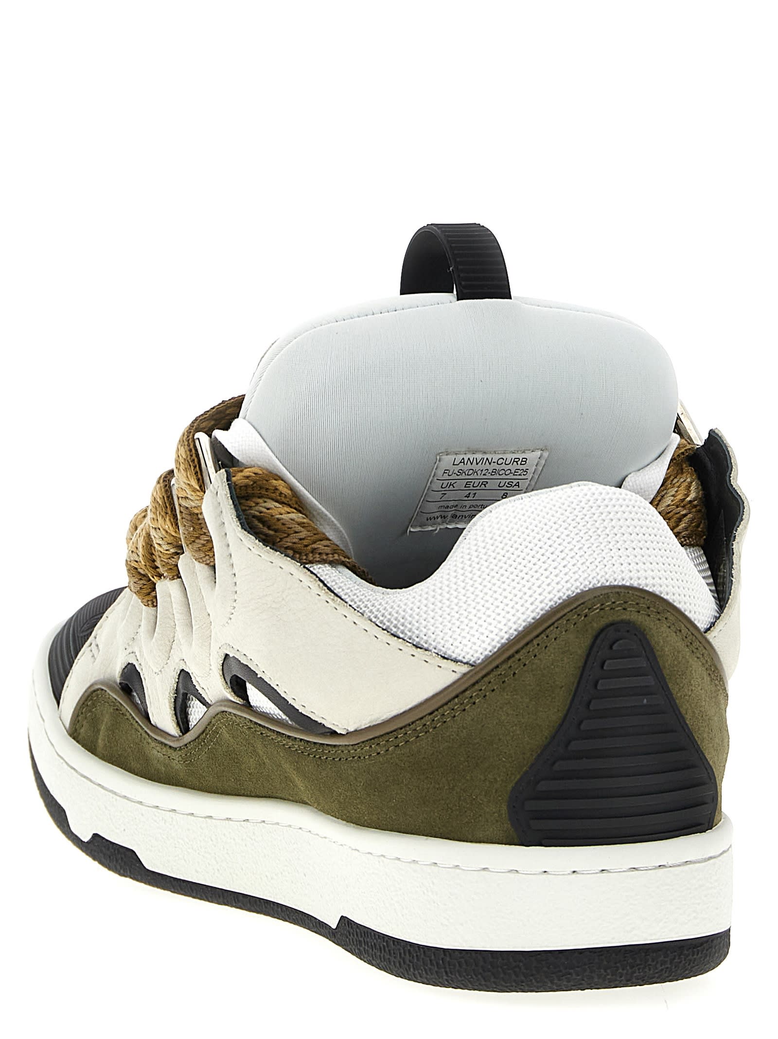 Lanvin Curb Sneakers In Grey Suede And Leather In Multi