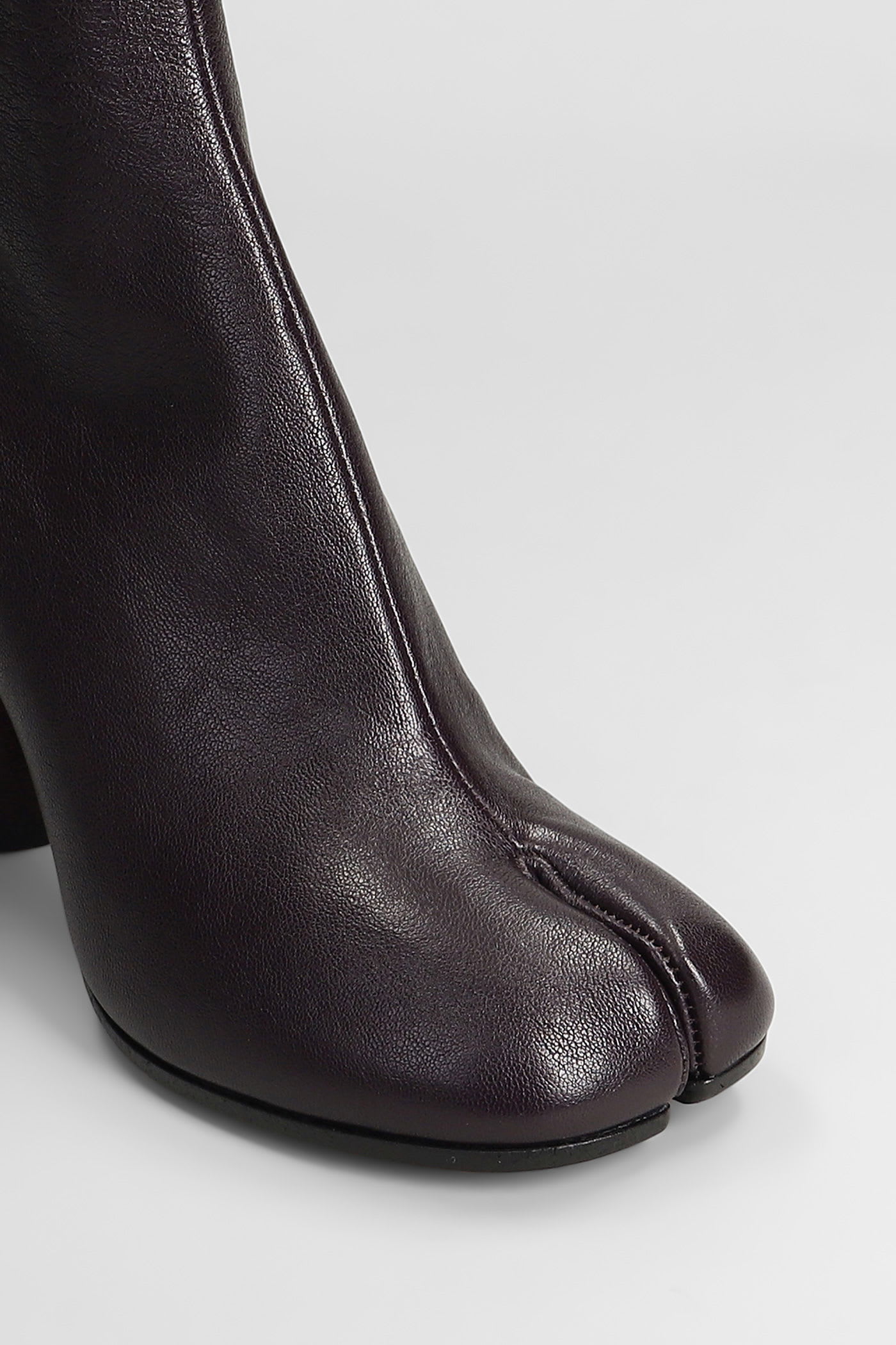 Maison Margiela Tabi High Heels Ankle Boots In Brown Leather In Brown