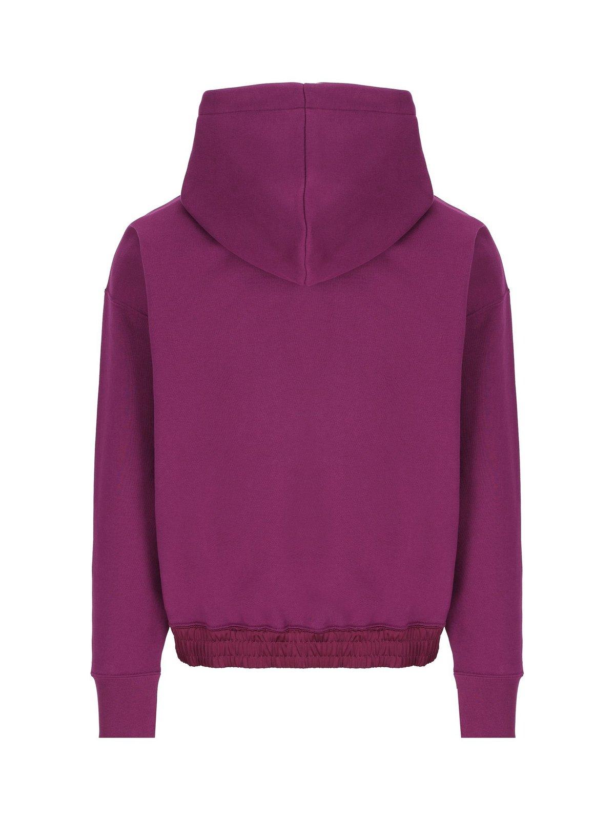 Saint Laurent Logo Embroidered Long-sleeved Hoodie In Fuchsia