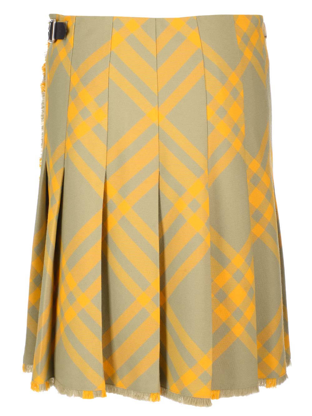 Shop Burberry Embroidered Silk Skirt In Yellow