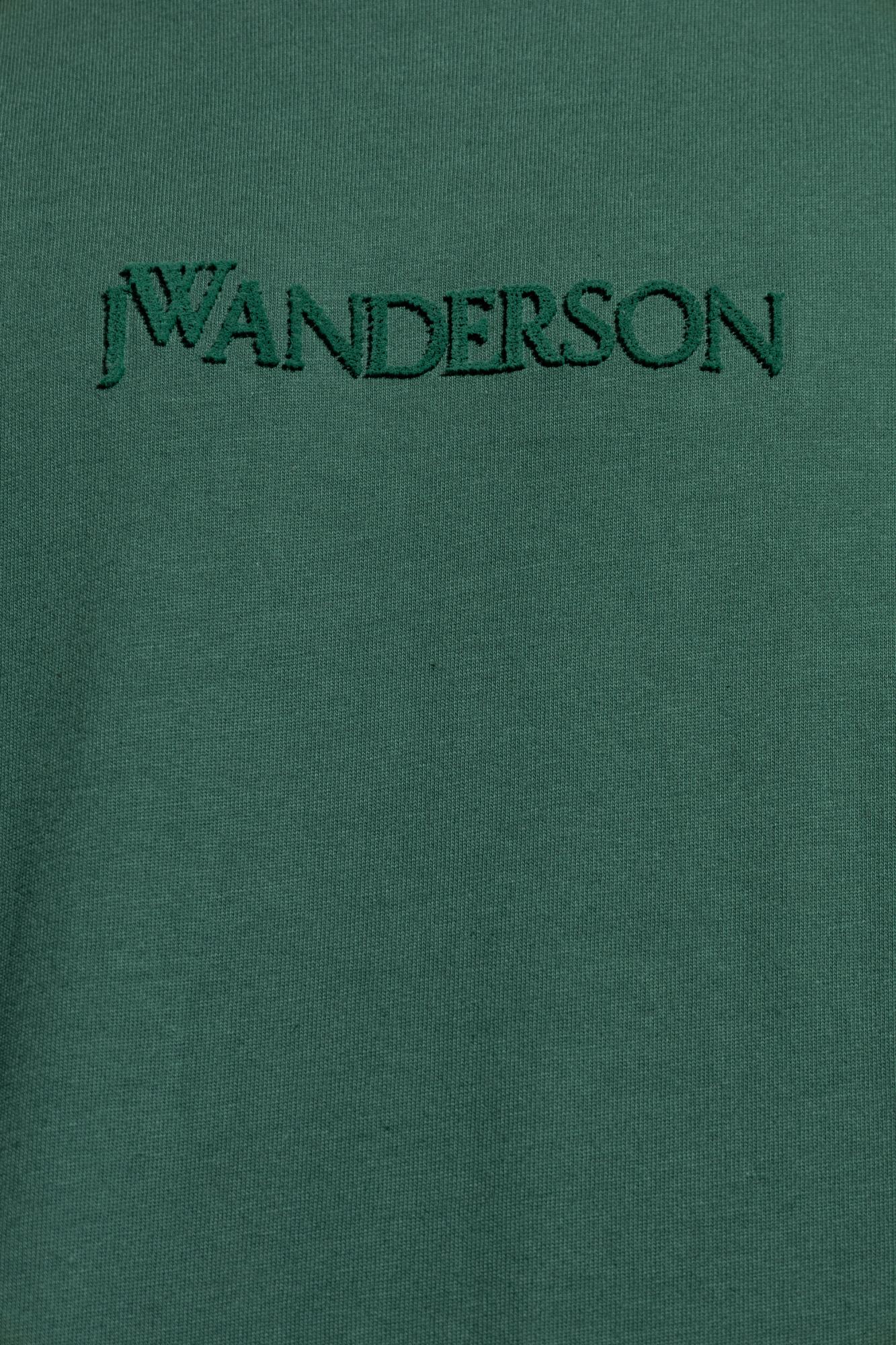 Jw Anderson J. W. Anderson Embroidered Logo T-shirt With Classic Crew Neckline In Green