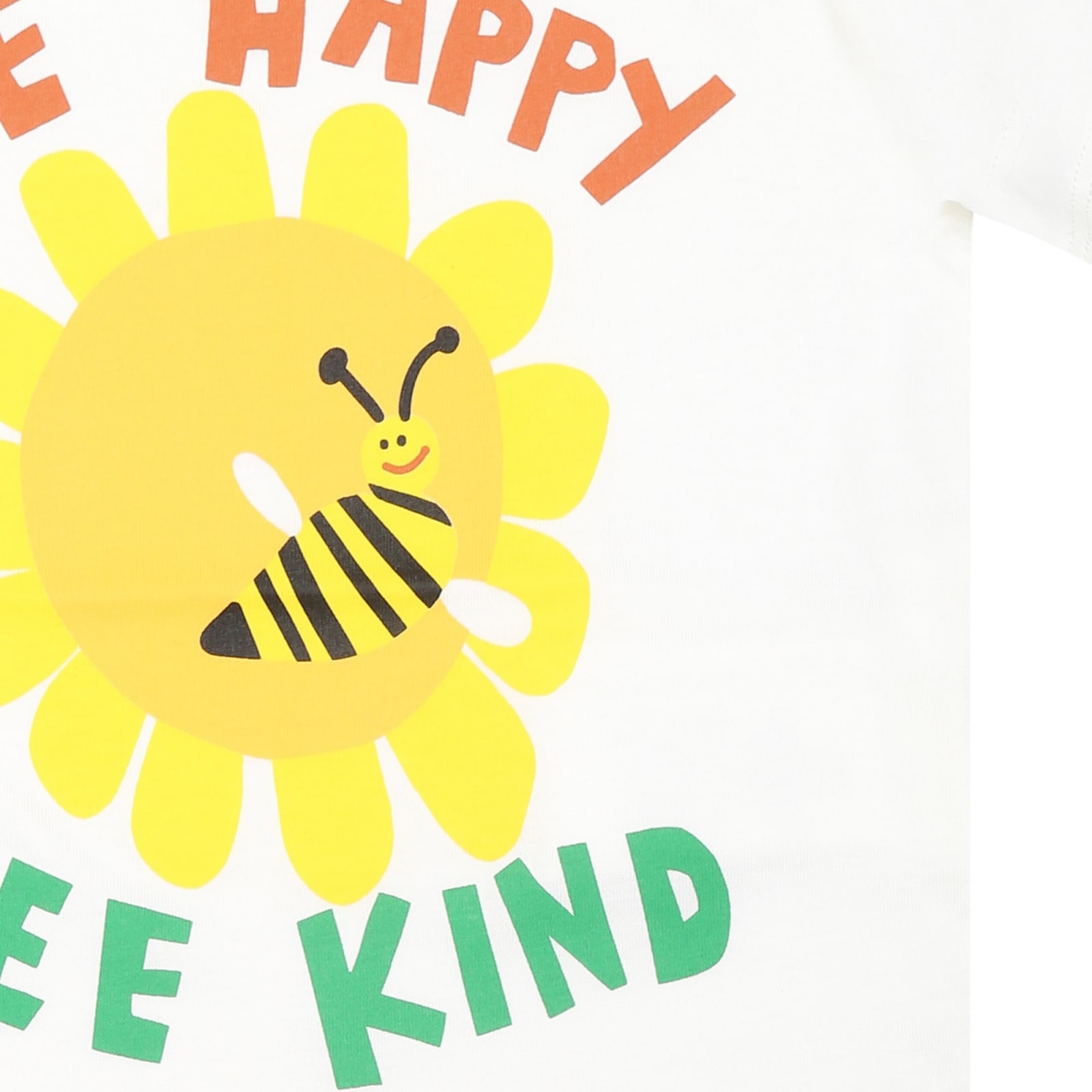 Stella Mccartney Ivory T-shirt For Babykids With Bee Print In Ivory