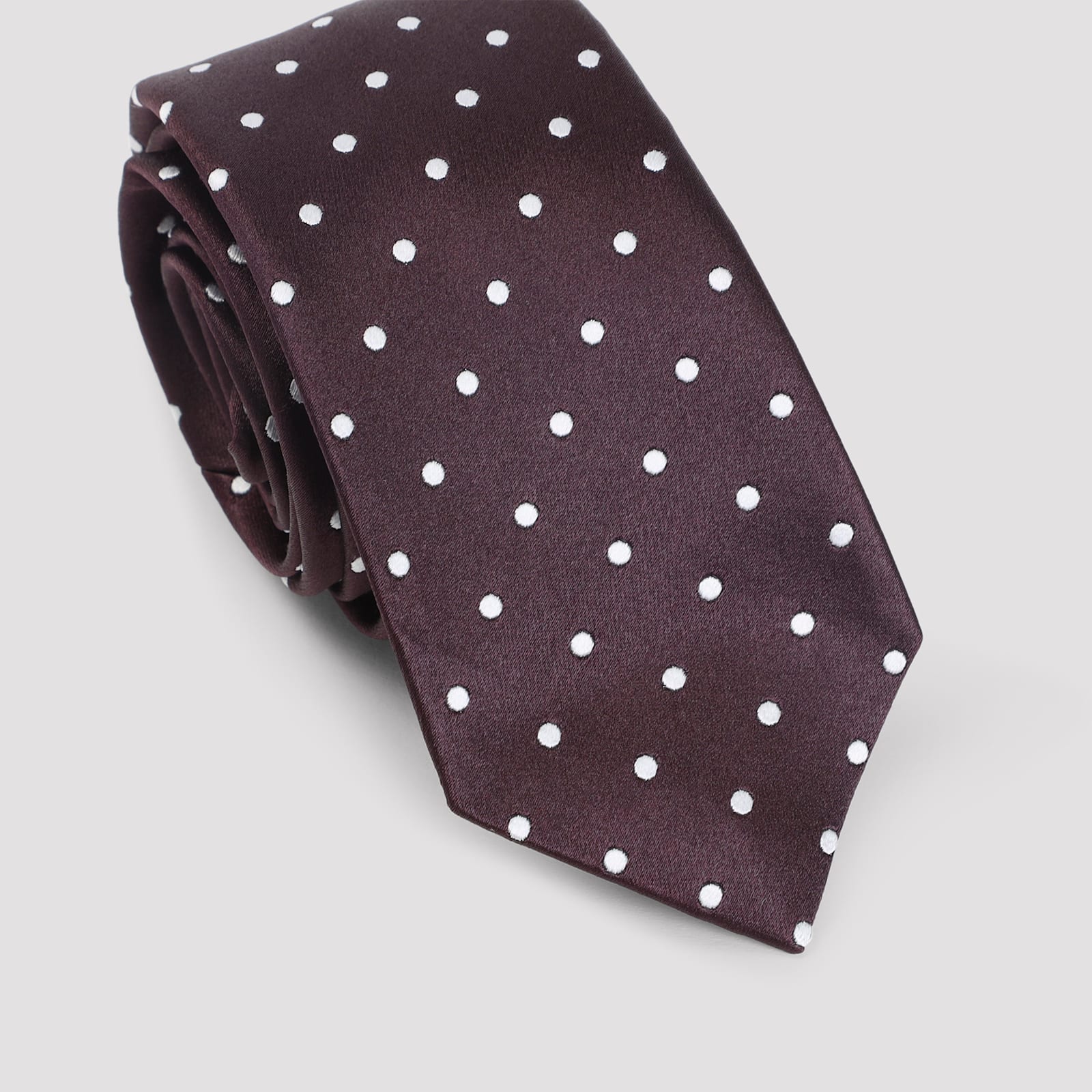 Tom Ford Polka Dot Silk Tie With Smooth Texture In Brown