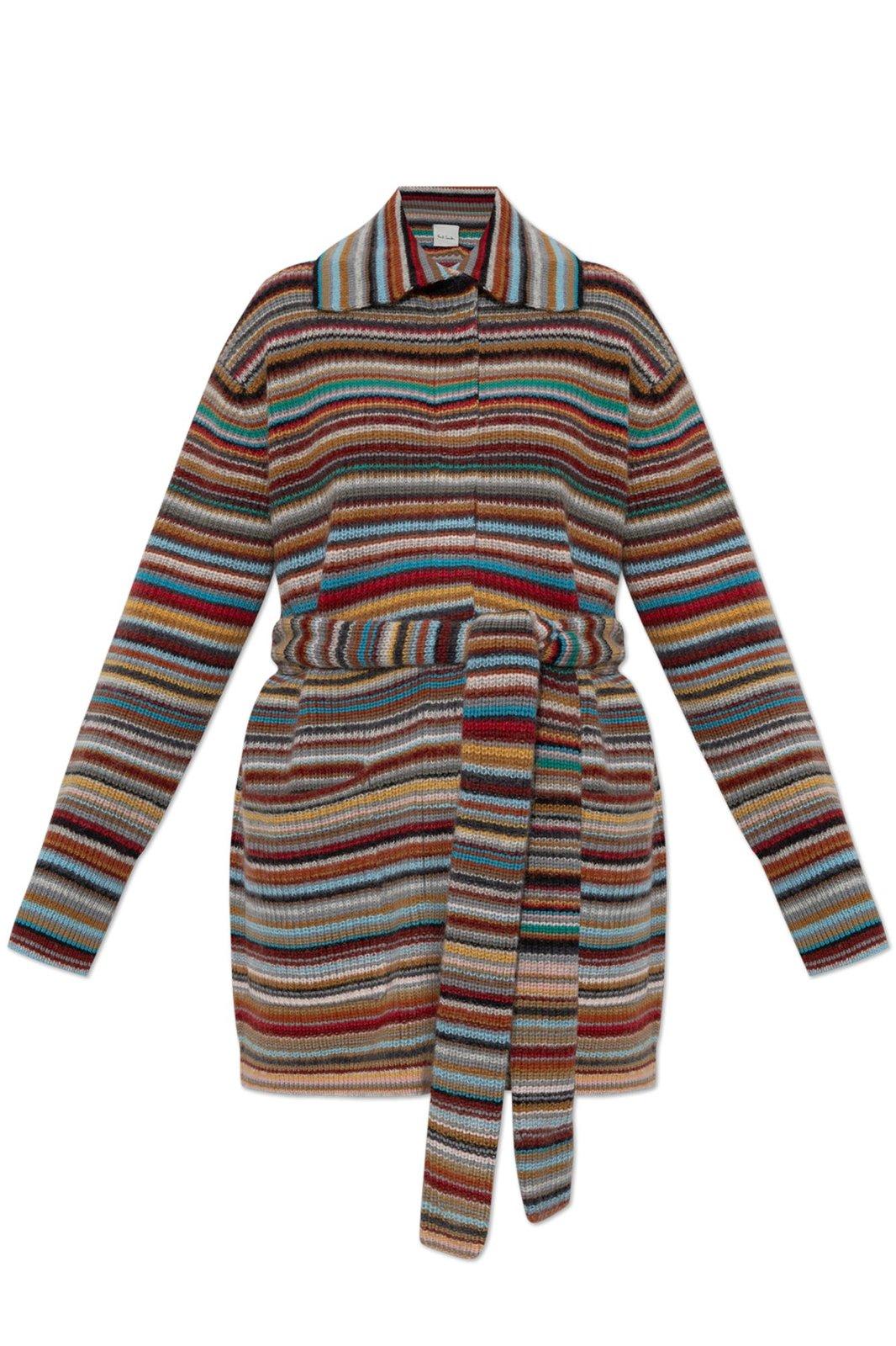 Shop Paul Smith Cardigan With Belt In Multicolor