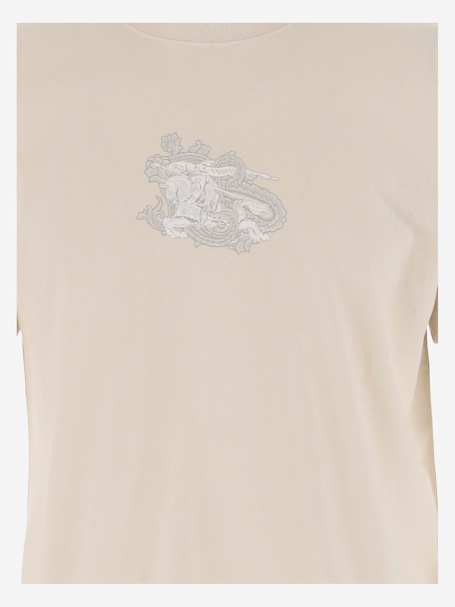 Shop Burberry Cotton Jersey T-shirt With Logo In Ivory