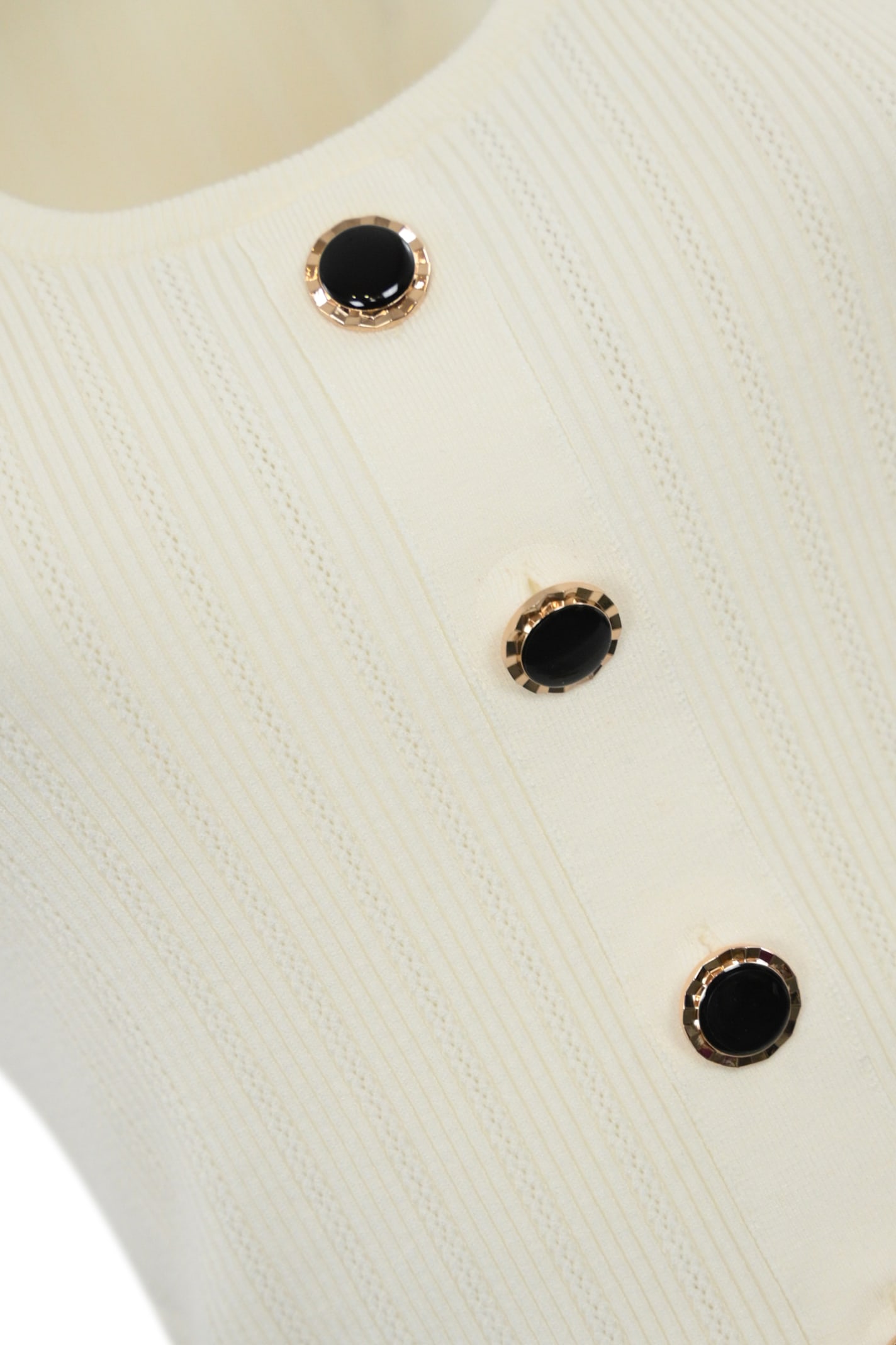 Twinset Top In Maglia Con Bottone Decoro Top-wear In Ice