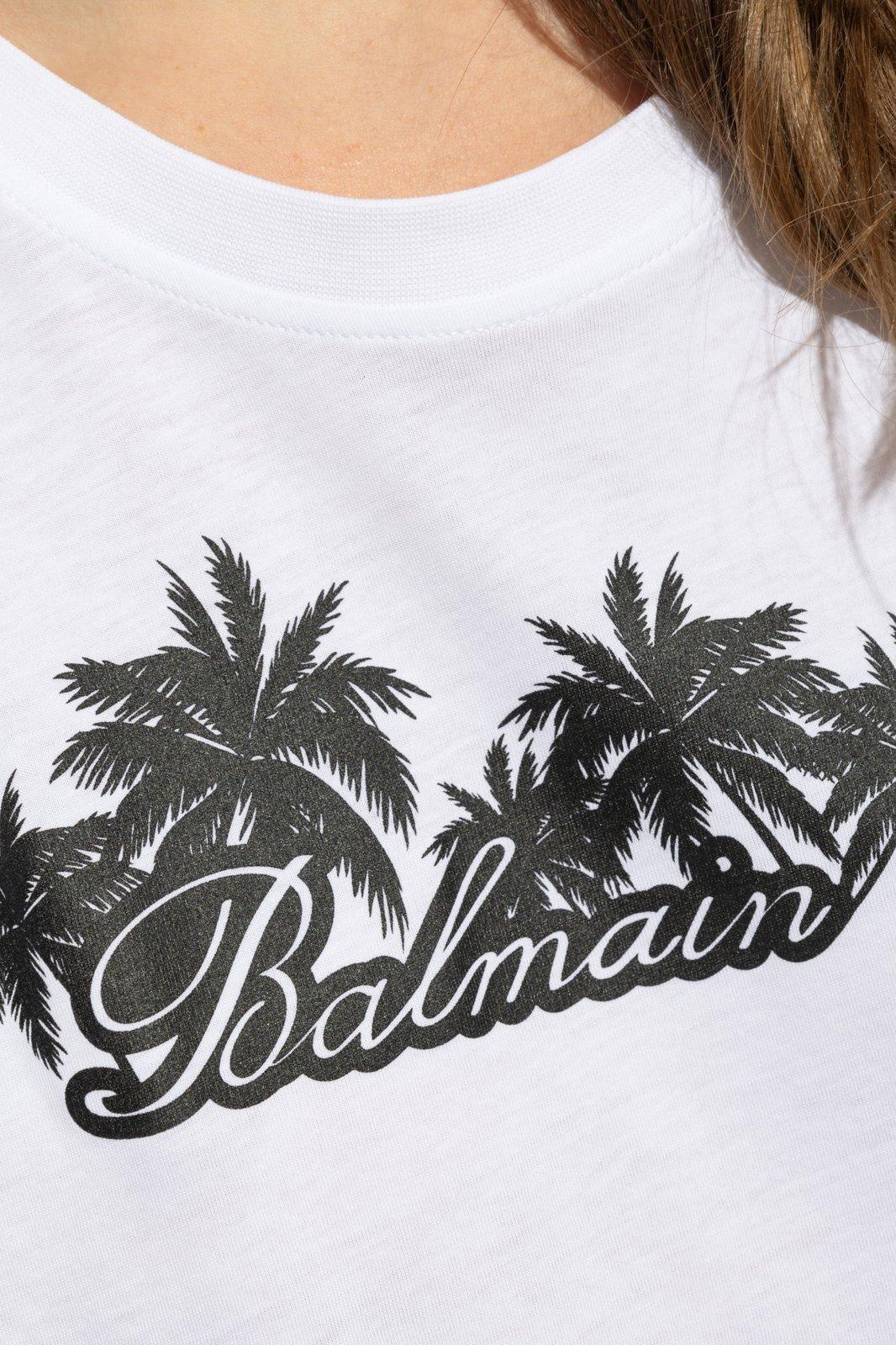 Shop Balmain Signature Printed T-shirt In White