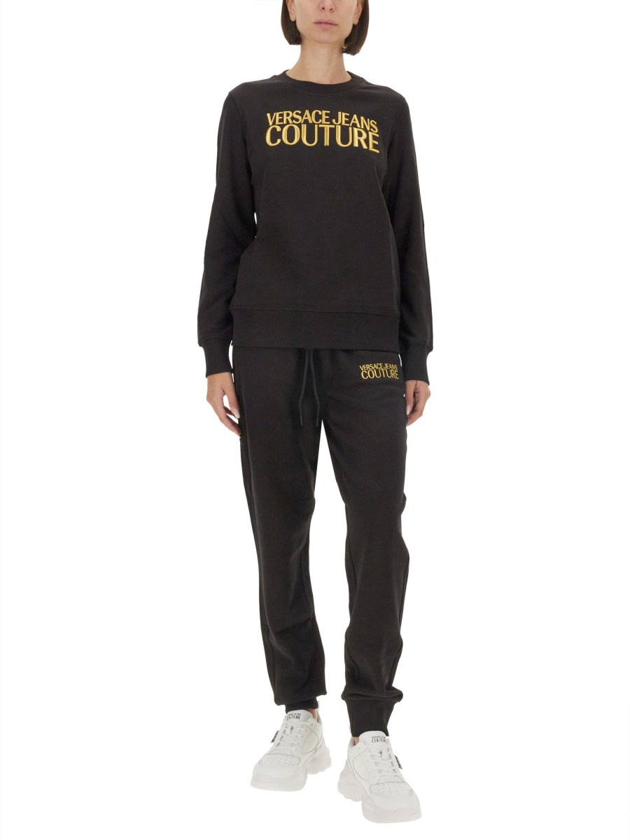 Shop Versace Jeans Couture Sweatshirt With Logo In Black