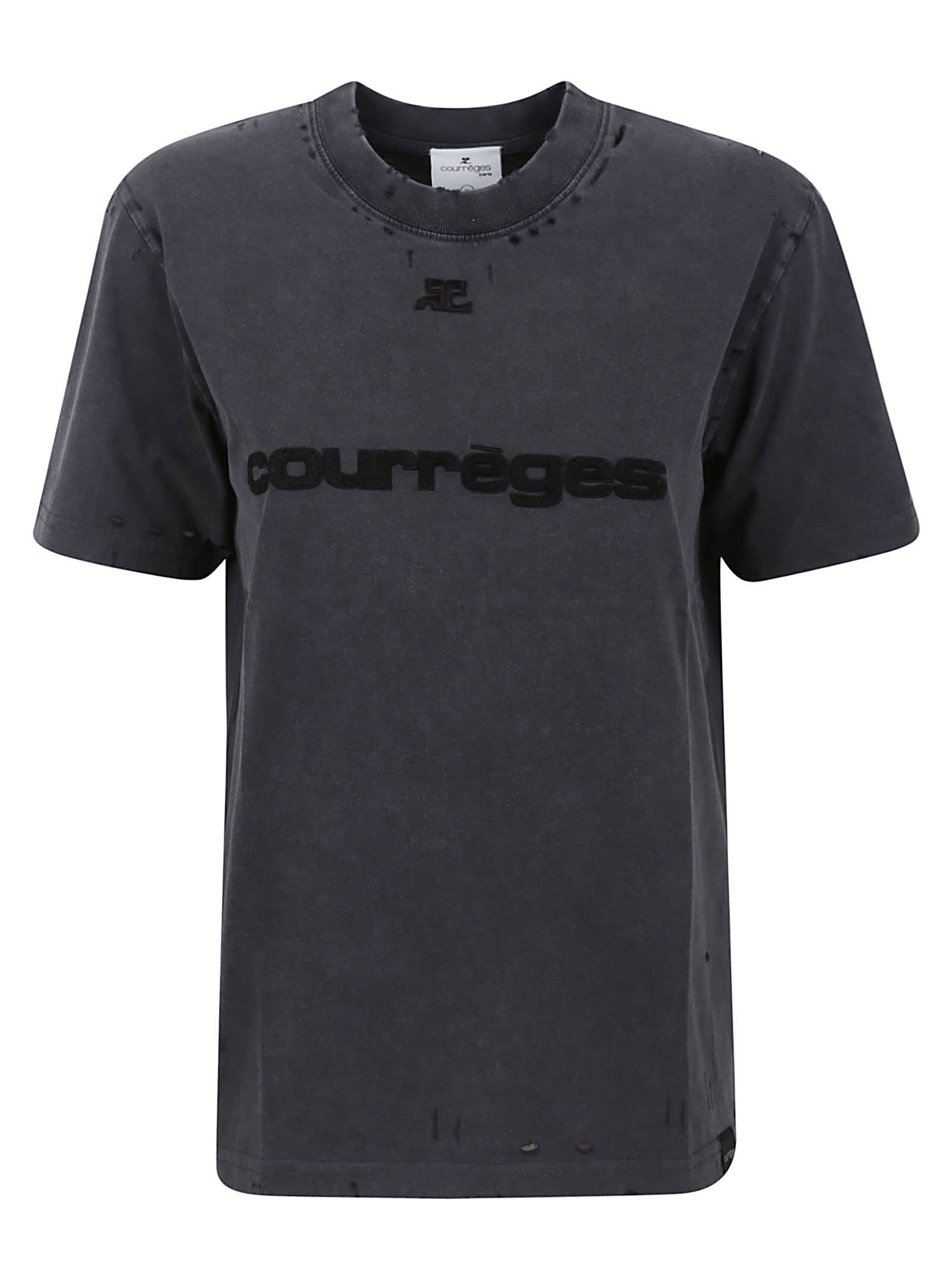 COURRÈGES DISTRESSED DRY JERSEY T-SHIRT
