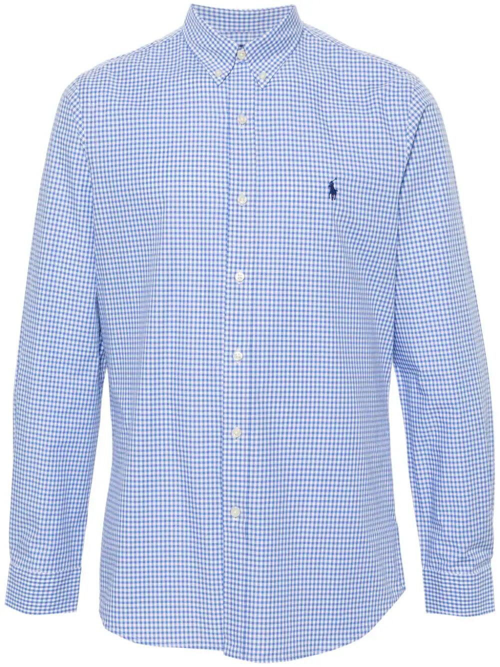 Polo Ralph Lauren Slim Fit Checked Stretch Poplin Shirt In Blue White Check