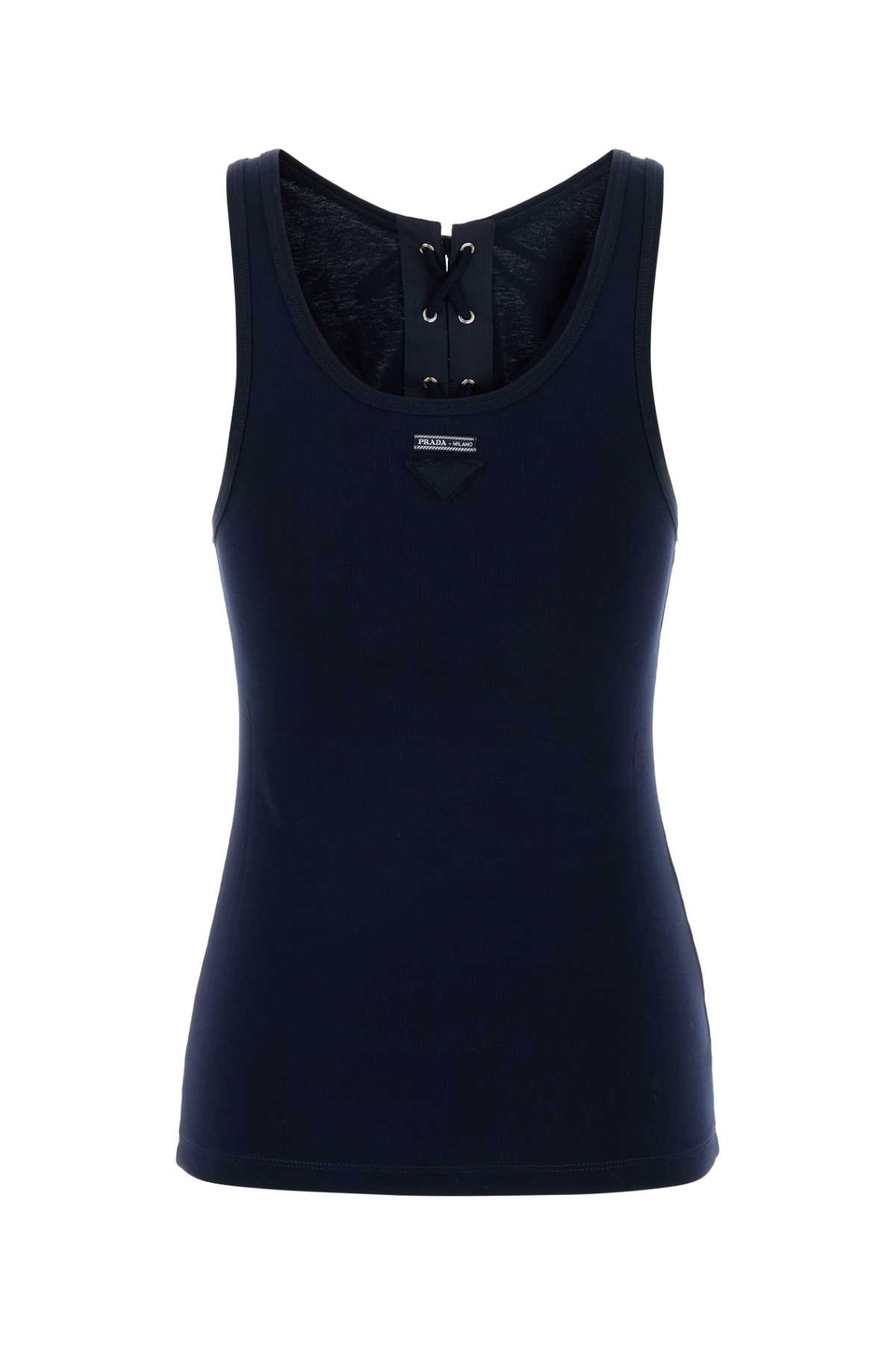 Prada Lace-up Detail Tank Top In Blue