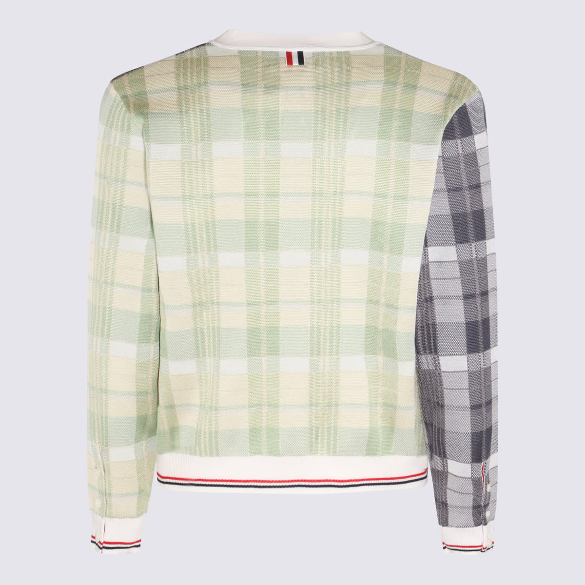 Shop Thom Browne Multicolour Check Cotton Pastel Cardigan In Red