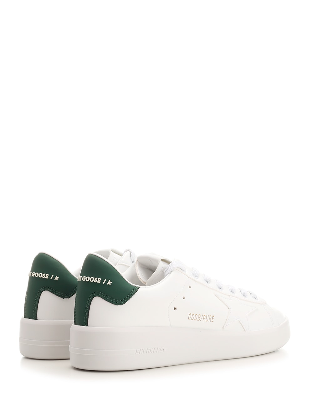Shop Golden Goose Pure Star Sneakers In White/green