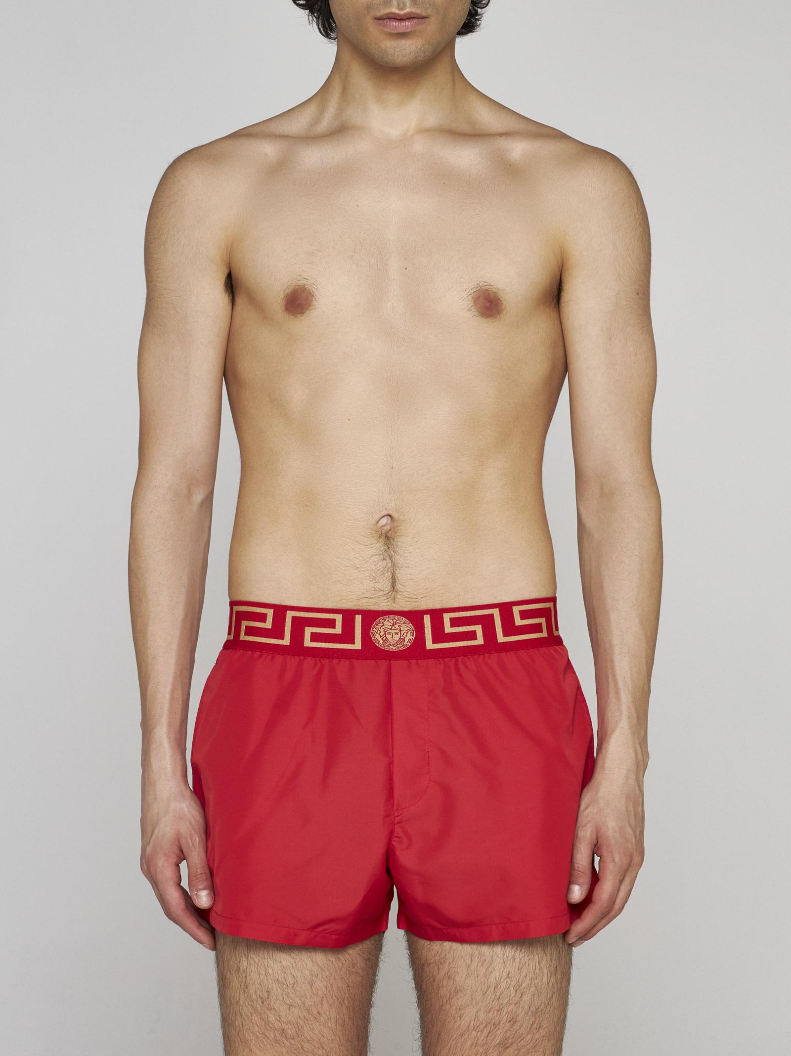 Shop Versace Swim Shorts In Red
