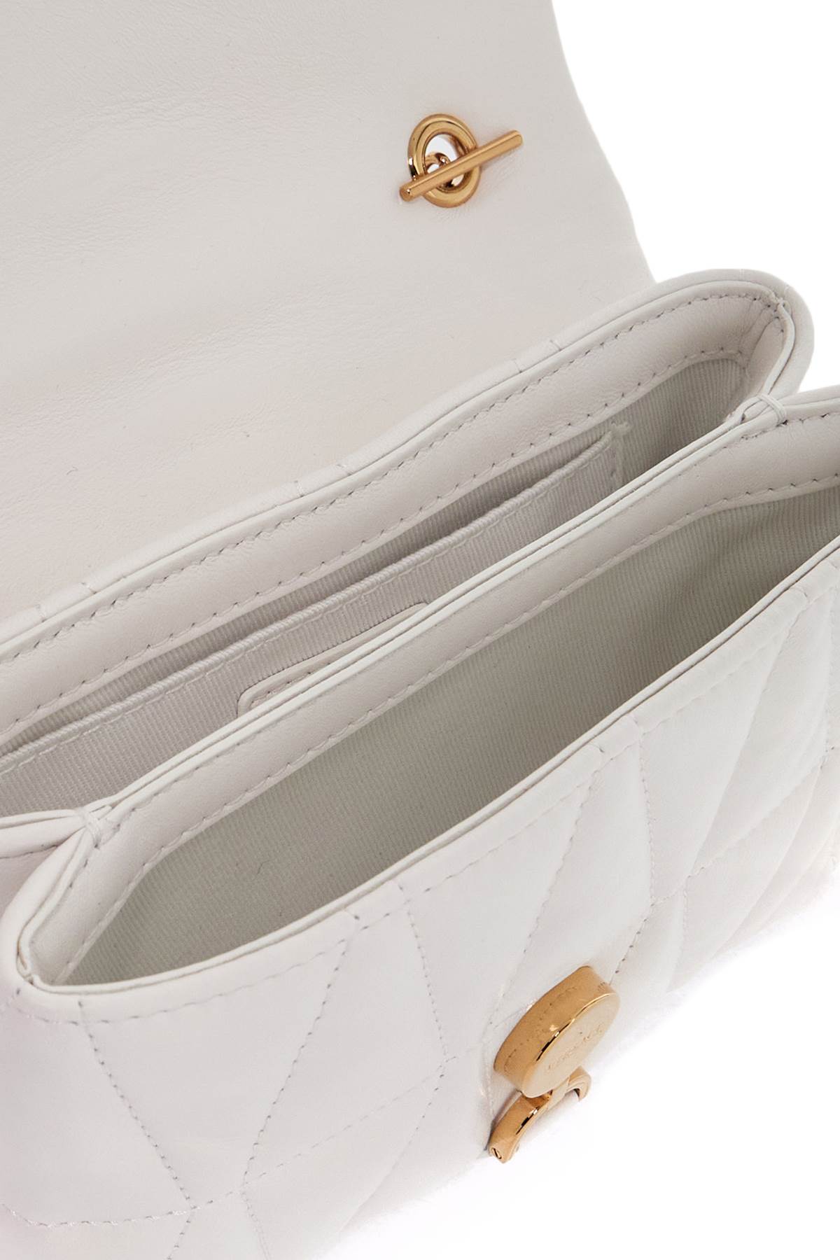 Versace Cleio Small White Leather Crossbody Bag In Porcelain White- G (white)