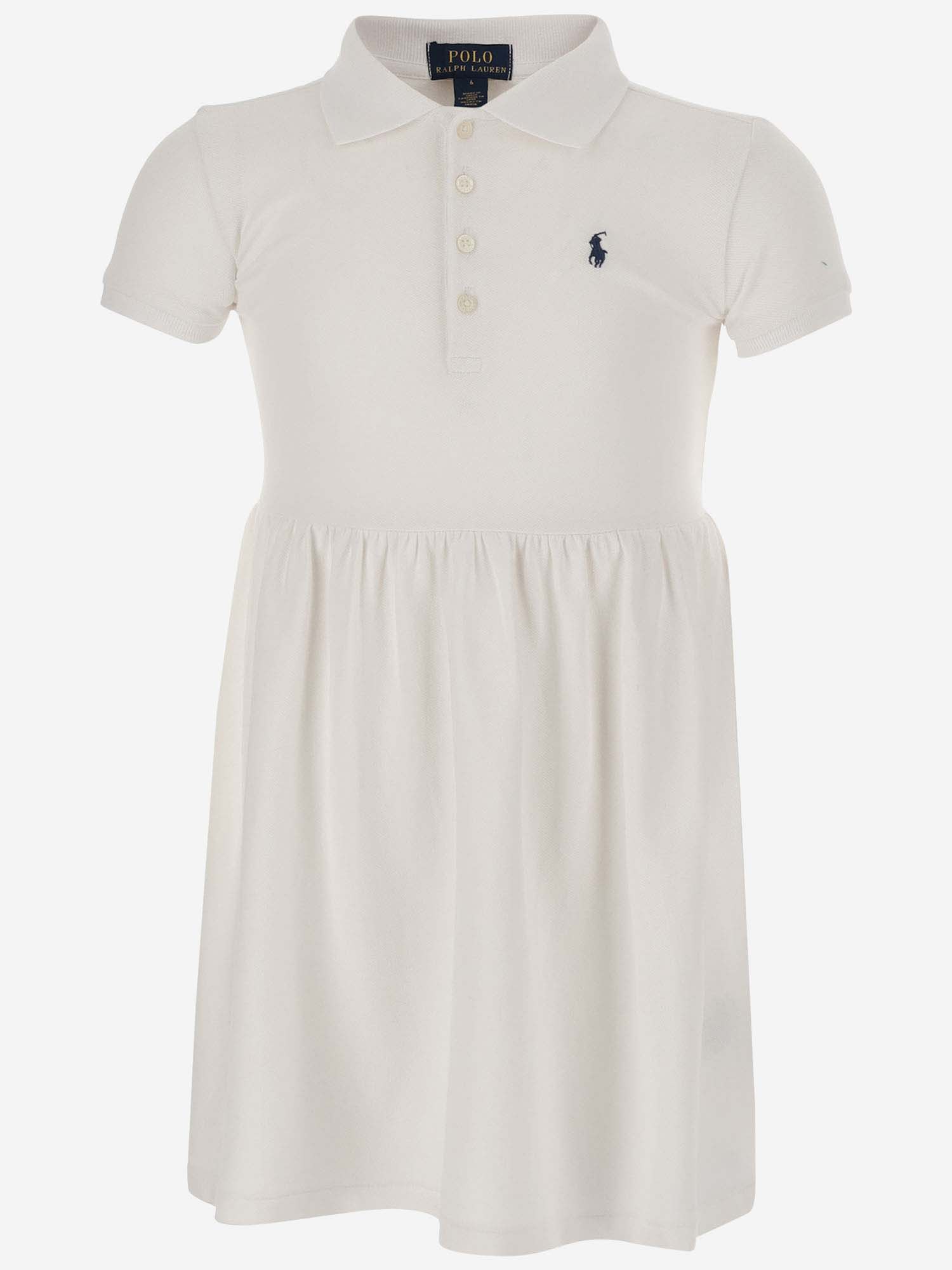 Shop Ralph Lauren Stretch Cotton Dress With Logo In White