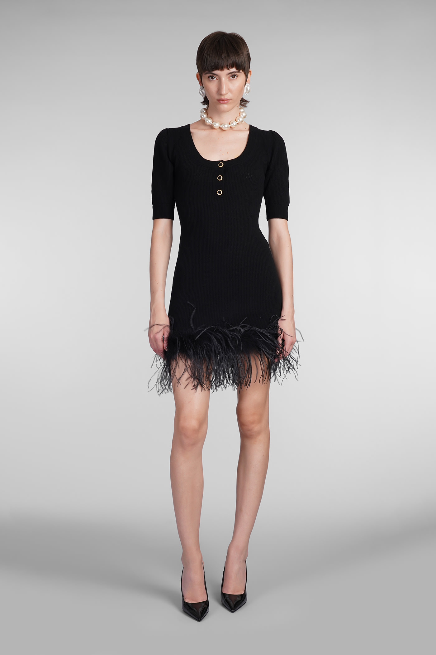Alessandra Rich Dress In Black Wool
