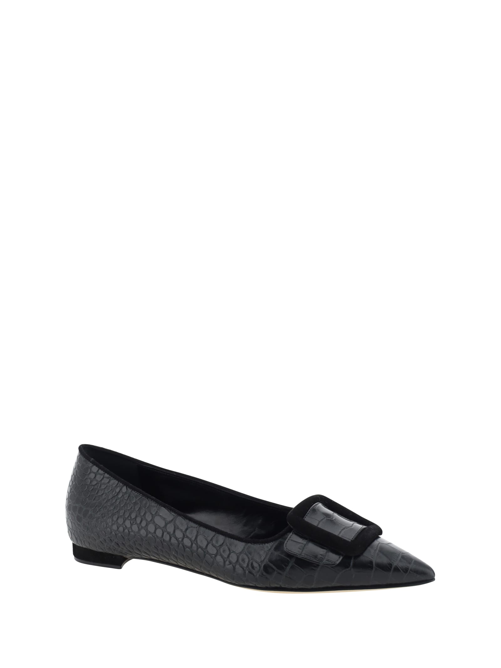 Shop Manolo Blahnik Maysale Ballerinas In Blck