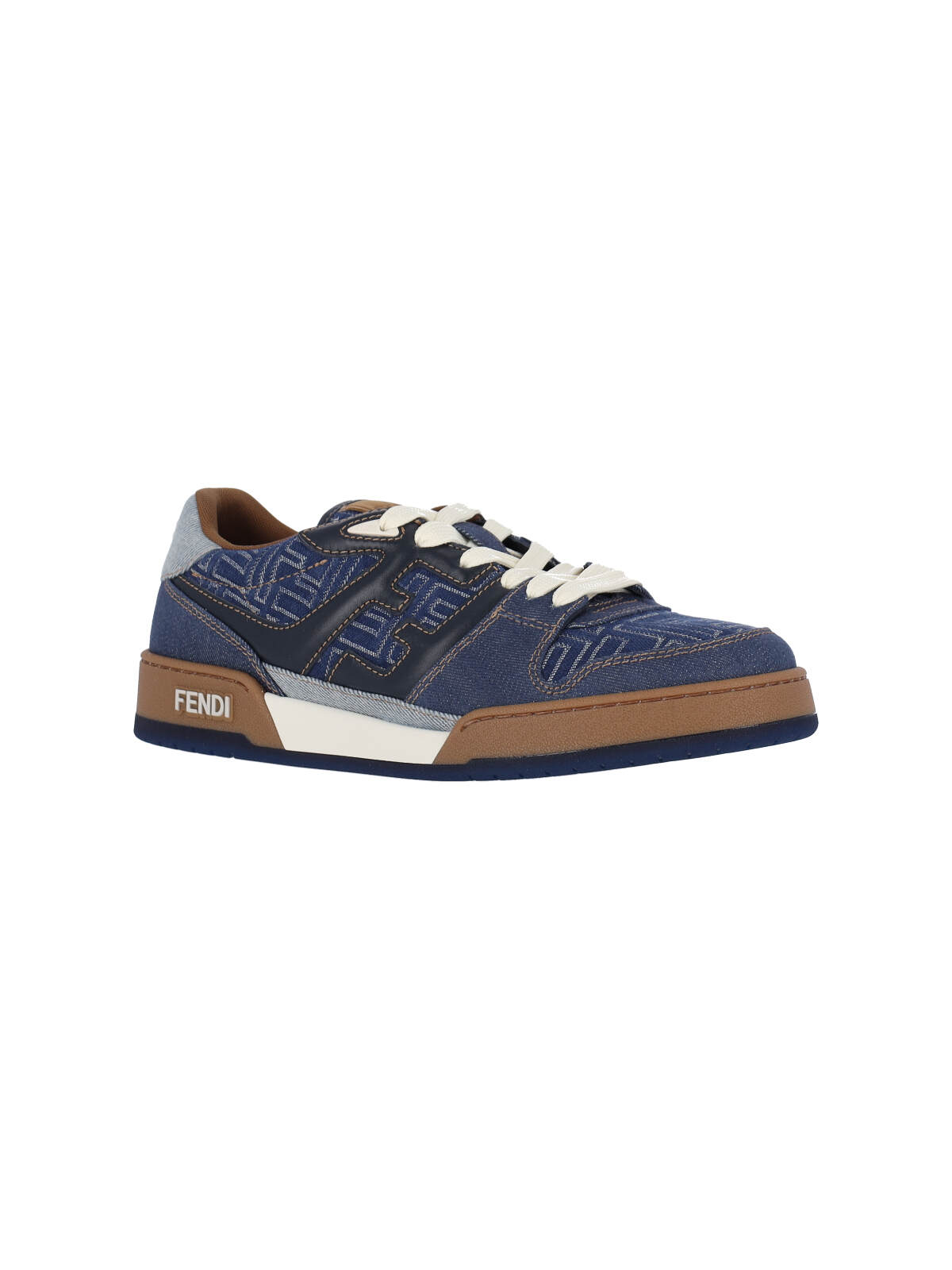 Fendi Match Denim Ff Embossed Sneakers Blue In Black
