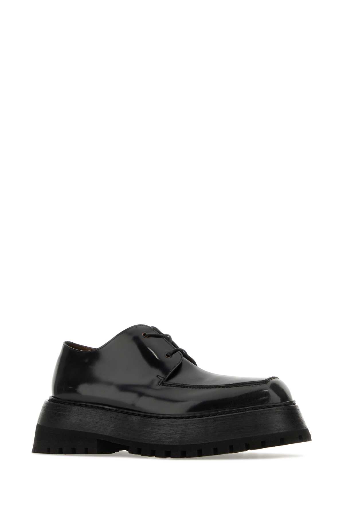 Shop Marsèll Black Leather Lace-up Shoes In Blacklead