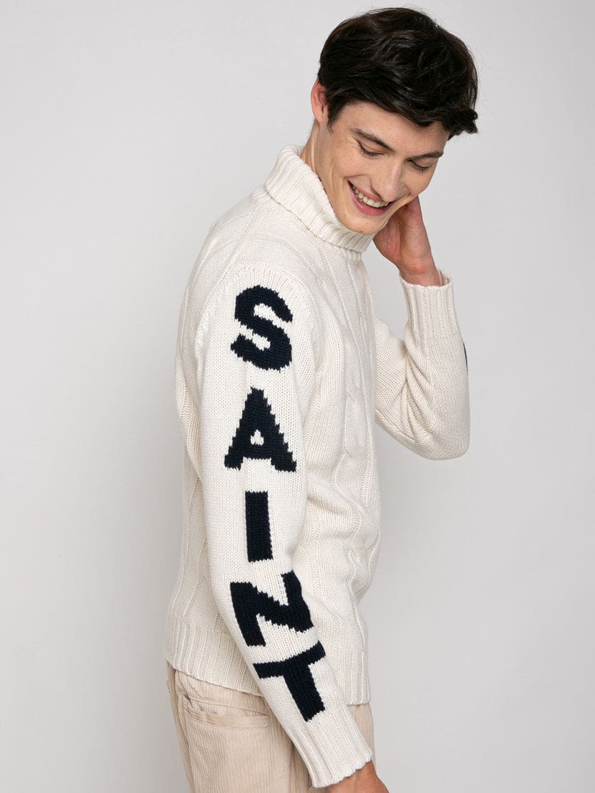 Mc2 Saint Barth Turtleneck Braided Sweater Saint Barth In White