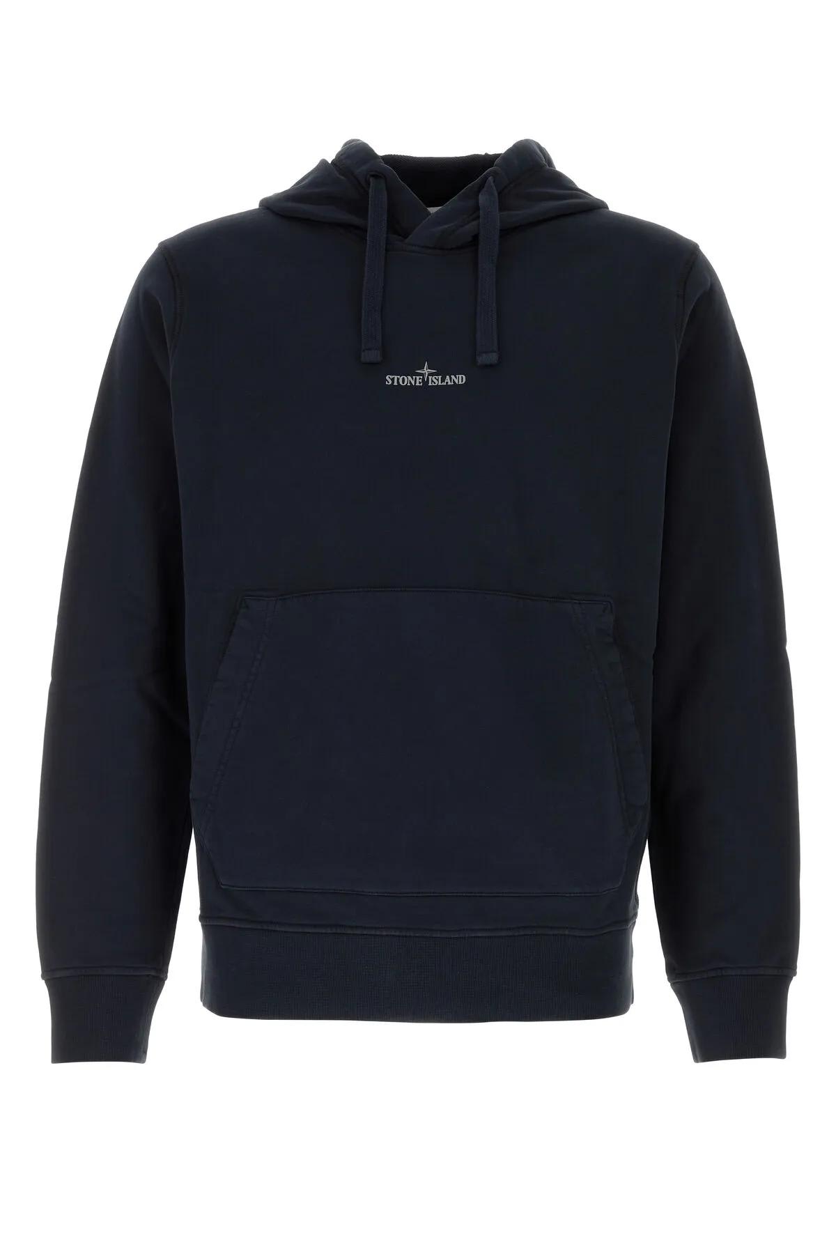 Shop Stone Island Midnight Blue Cotton Sweatshirt