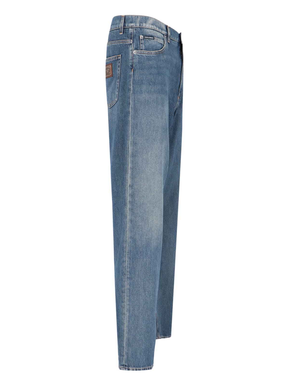 Shop Dolce & Gabbana Logo Wide Jeans In Blue