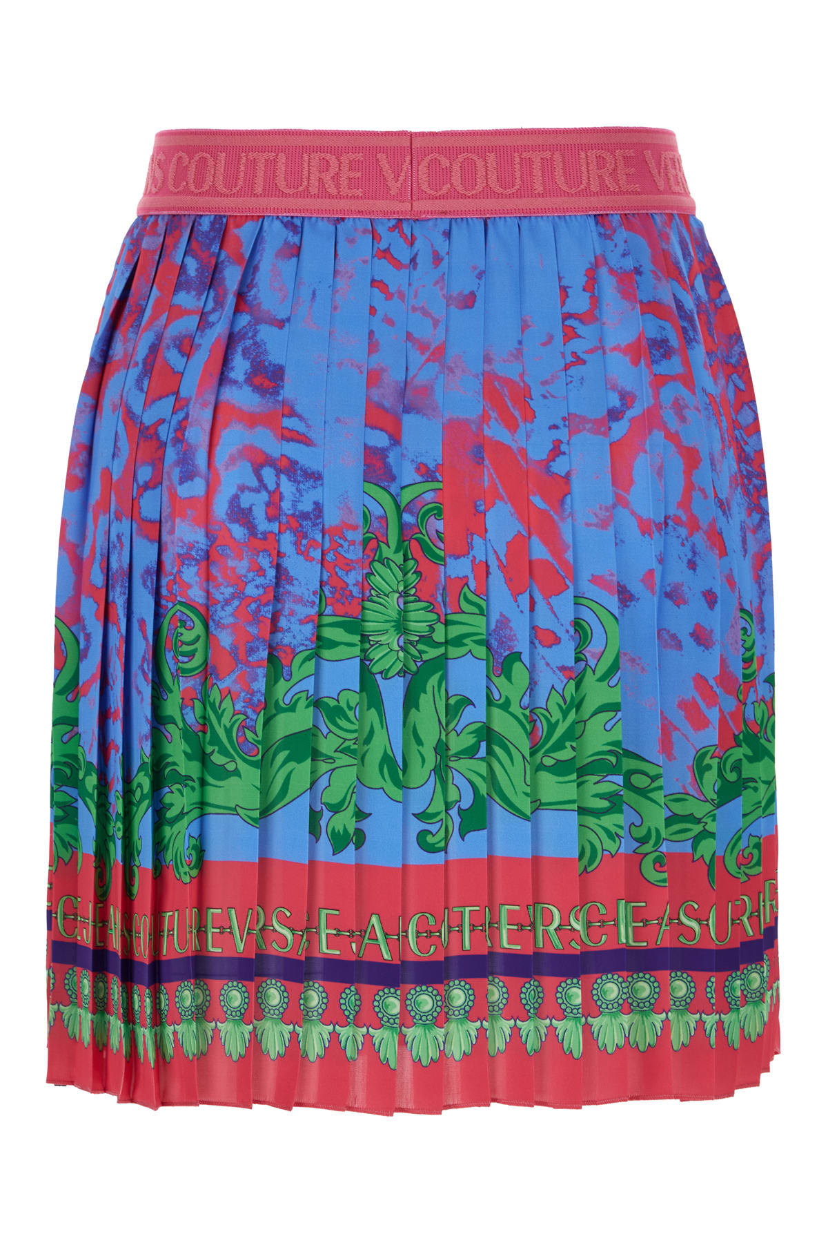 Shop Versace Jeans Couture Multicolor Polyester Skirt In Cerulean