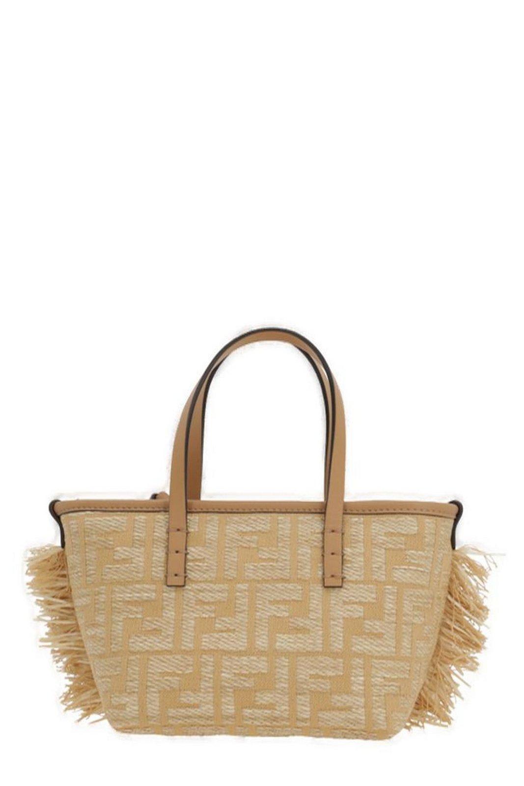Mini Roll Ff Jacquard Fringed Tote Bag