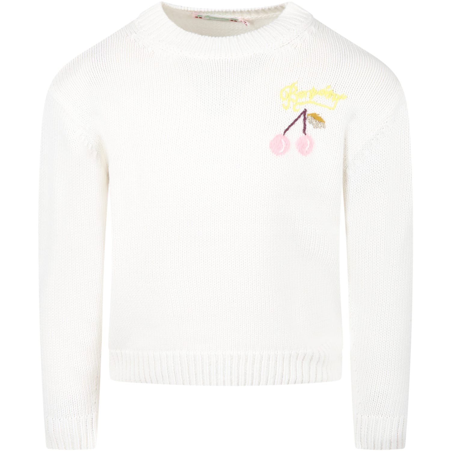 Bonpoint Ivory Sweater For Girl With Logo