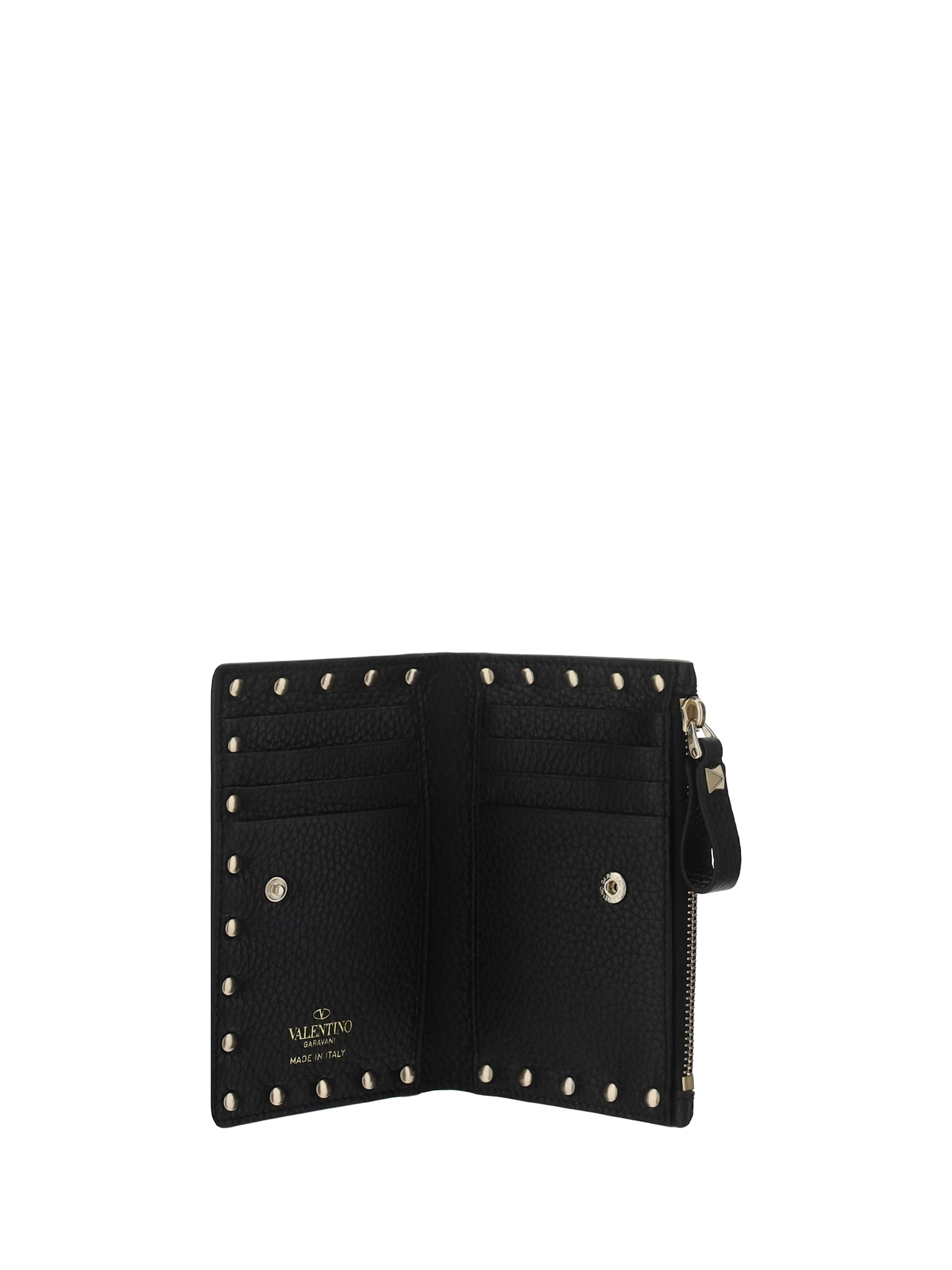 Valentino Rockstud Card Holder In Nero