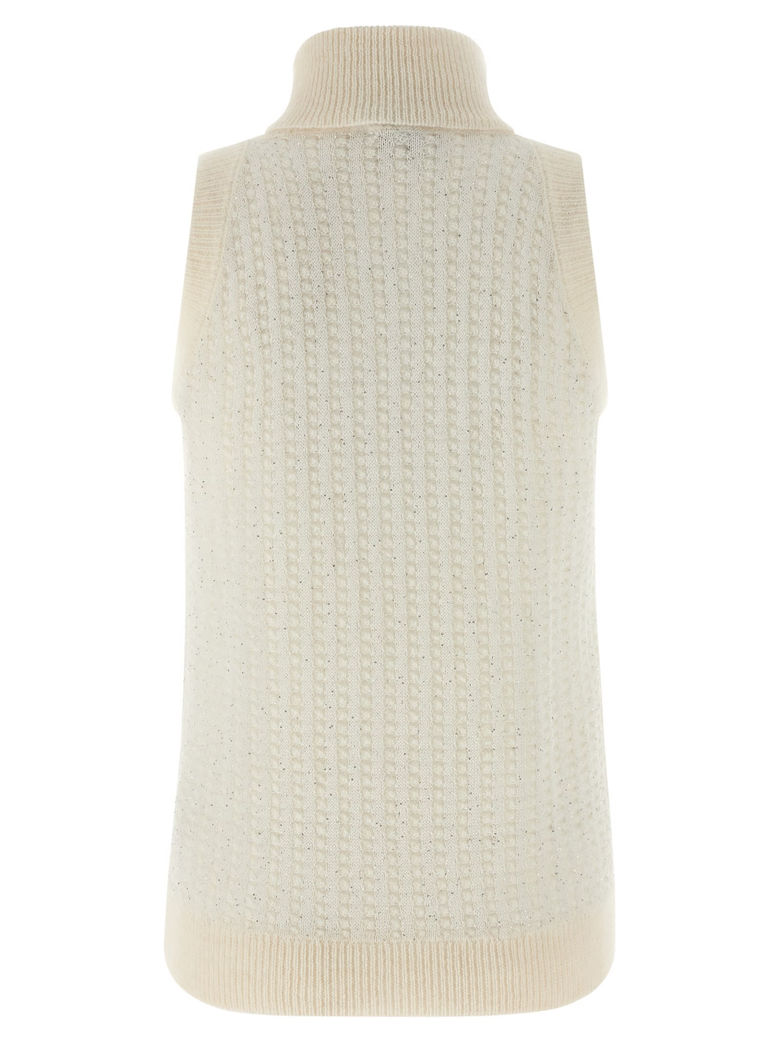 Peserico Turtleneck Sleeveless Knitted Vest In White