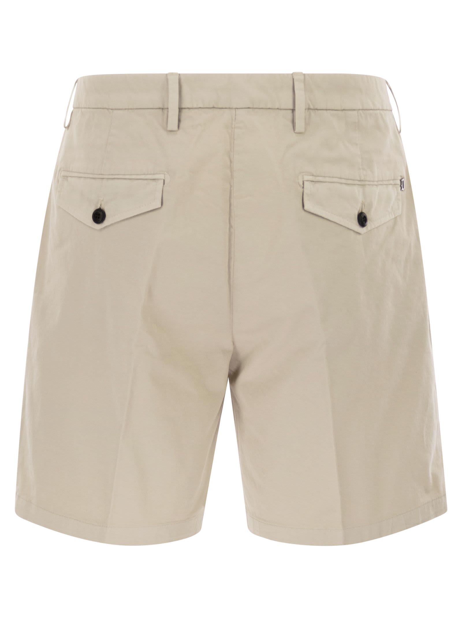 Dondup Manheim Cotton Gabardine Bermuda Shorts In Neutral