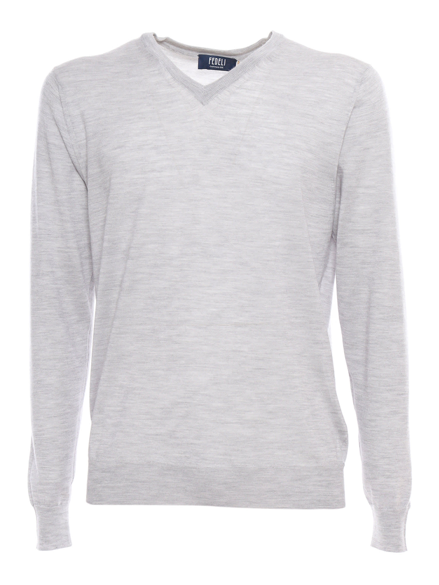 Shop Fedeli V-neck Pullover In Grey