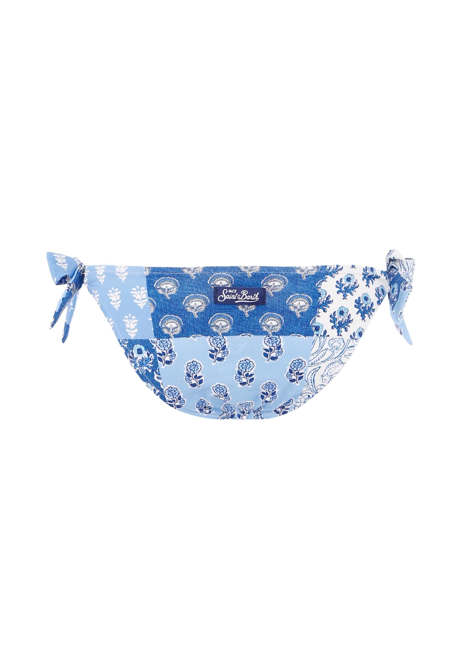 Mc2 Saint Barth Floral-print Bikini Briefs In Blue