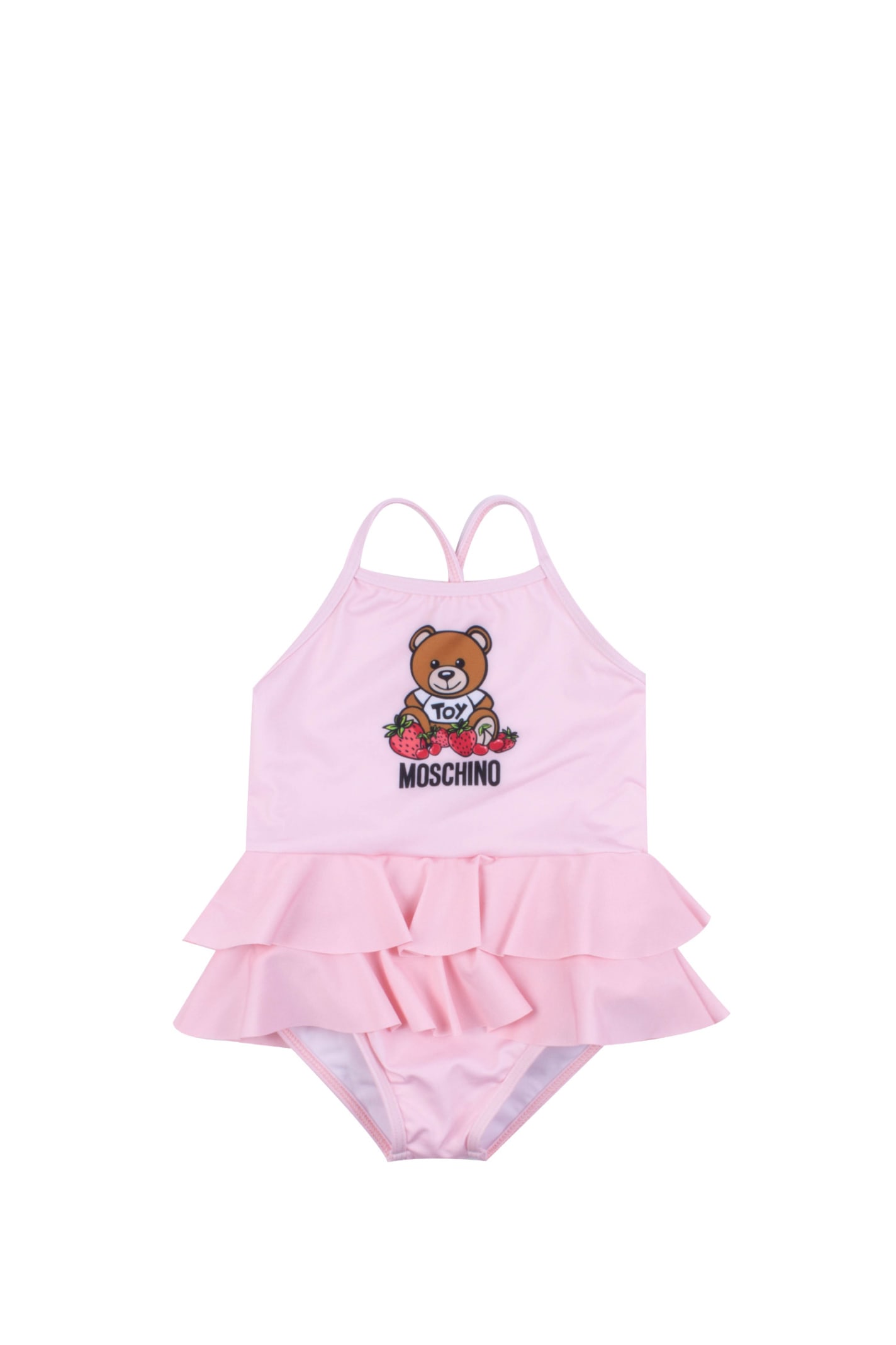 Moschino Babies' One Piece Swimsuit With Print In Pink