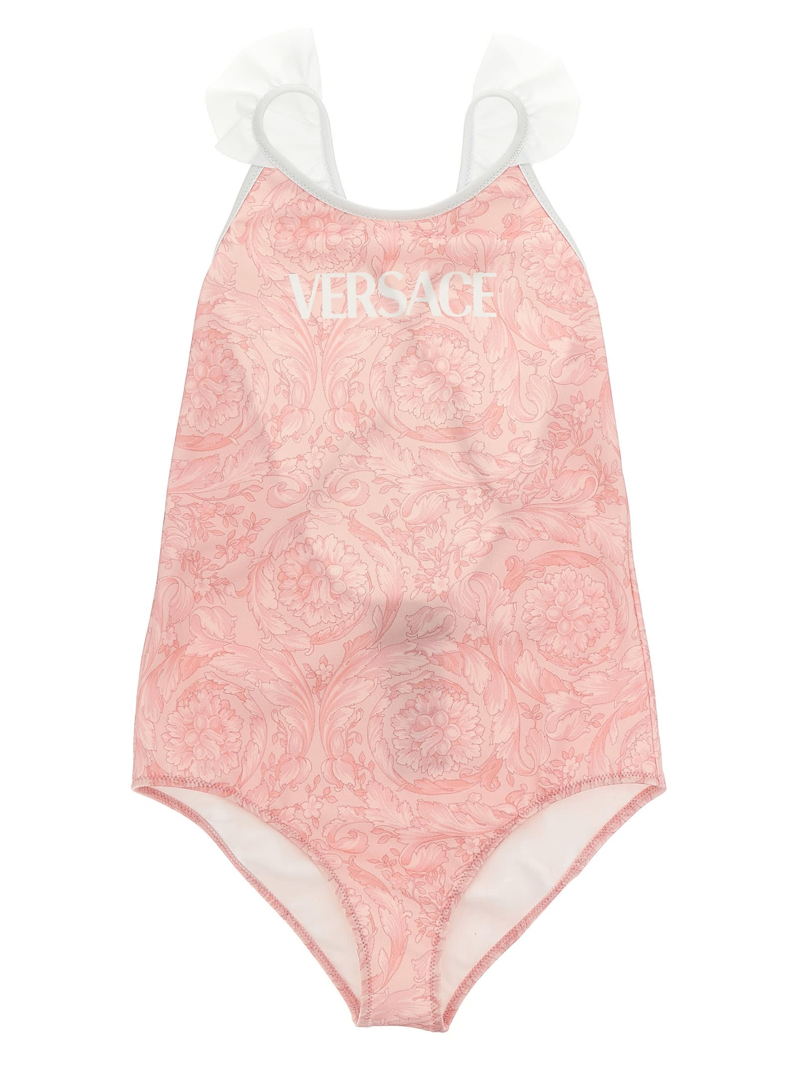 Versace Kids' Barocco One-piece Swimsuit In Pink