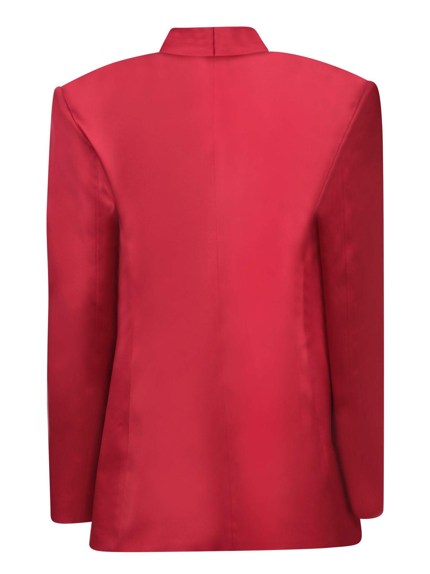 Shop Genny Ruby Red Satin Stretch Draped Jacket