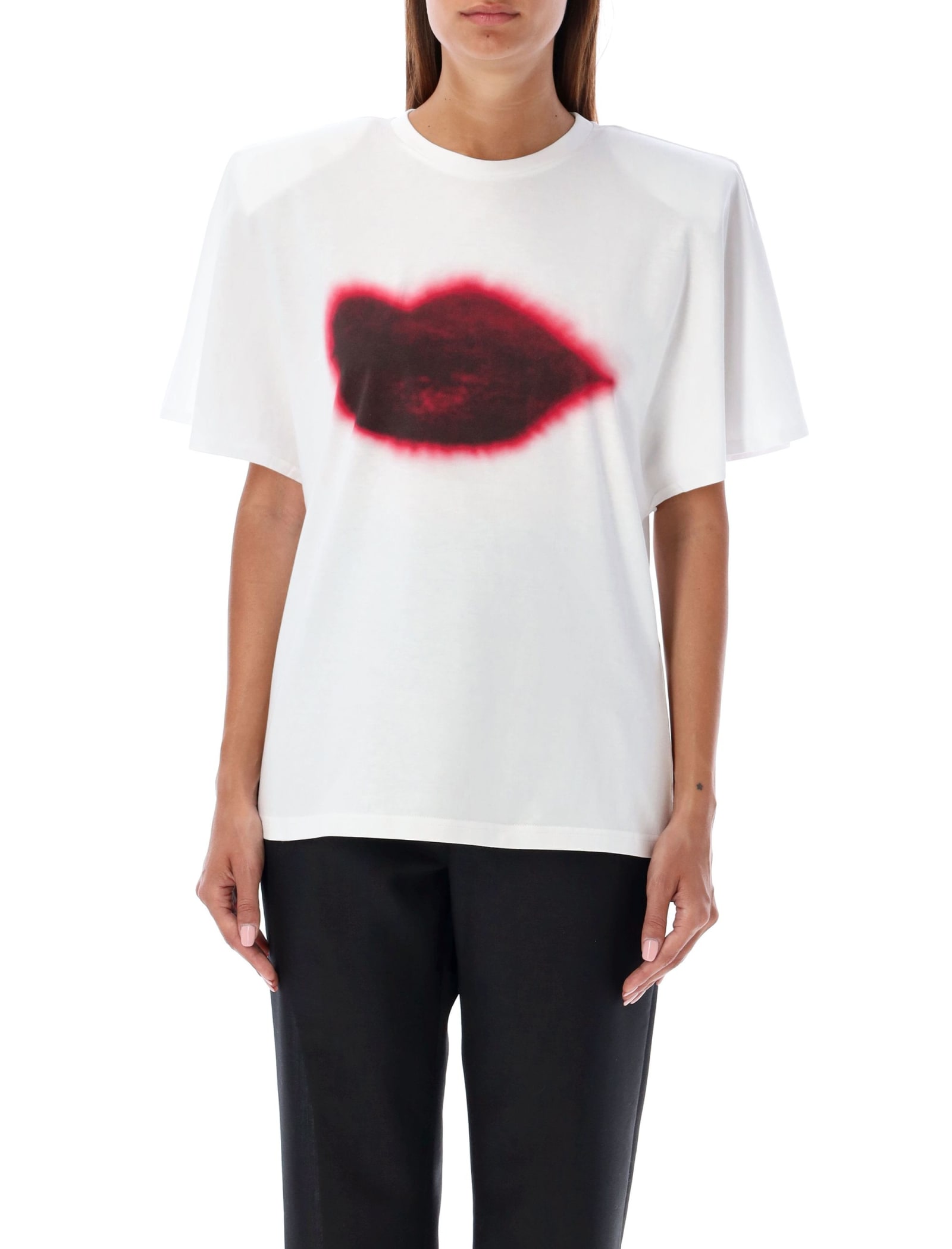 Shop Stella Mccartney Lips T-shirt In Pure White