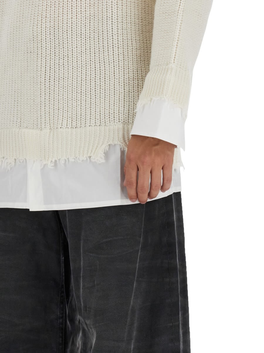 Shop Mm6 Maison Margiela Shirt Bottom Sweater In Ivory