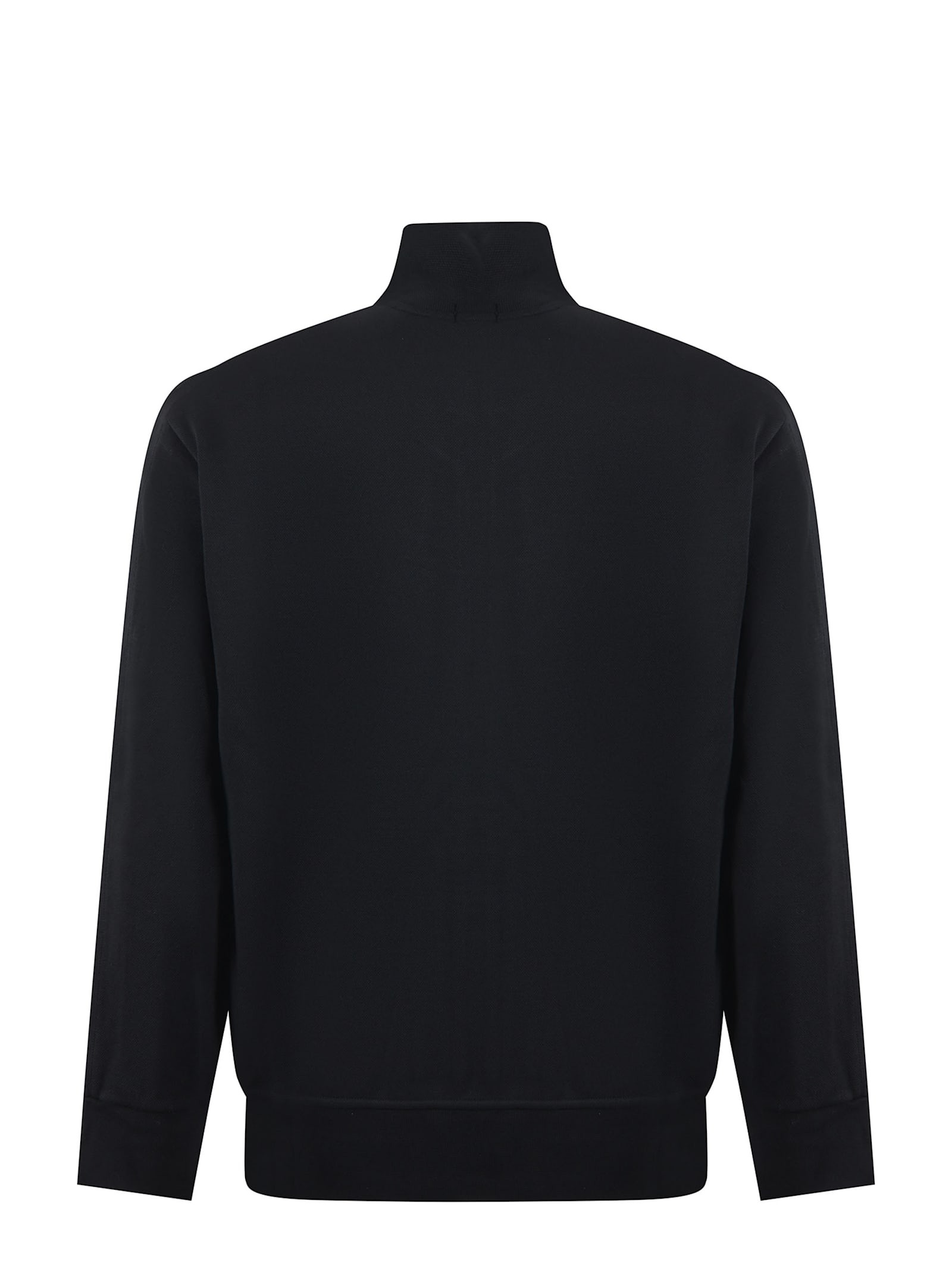 Shop Polo Ralph Lauren Cotton Pique Sweatshirt In Black