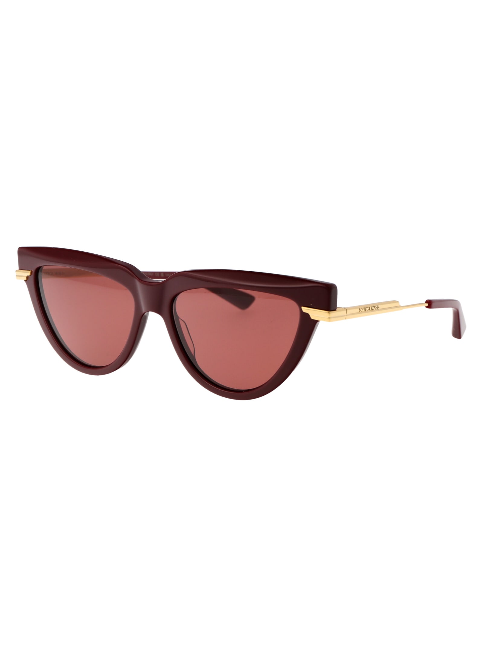 Shop Bottega Veneta Bv1265s Sunglasses In 003 Burgundy Gold Red