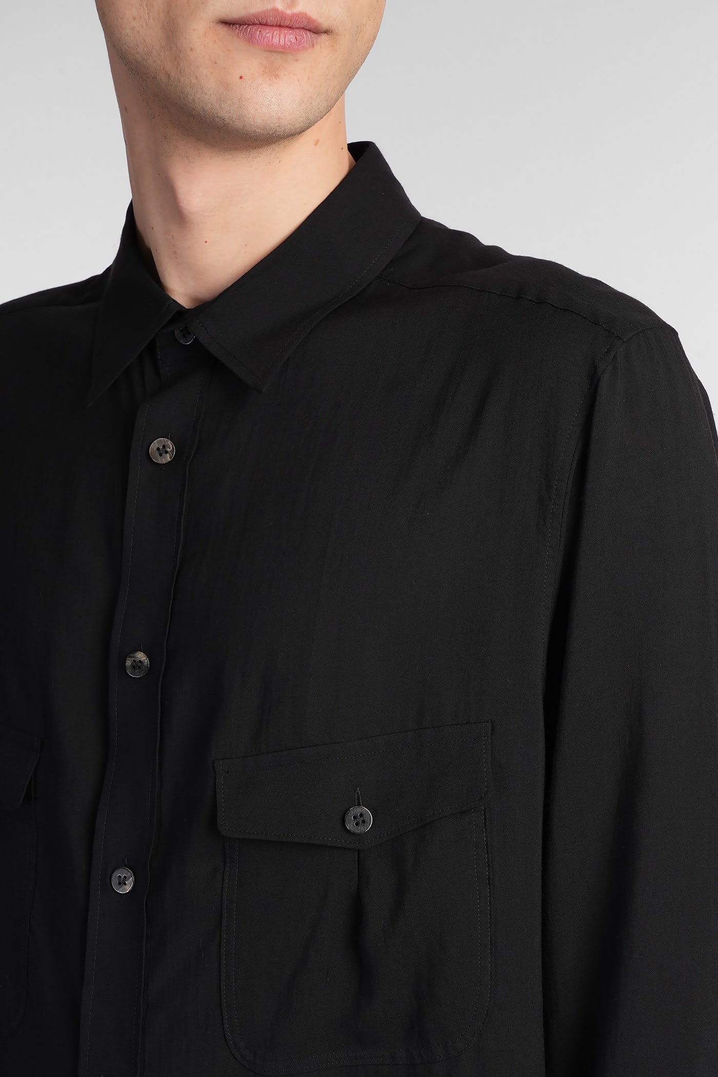 Shop Yohji Yamamoto Shirt In Black Cellulose